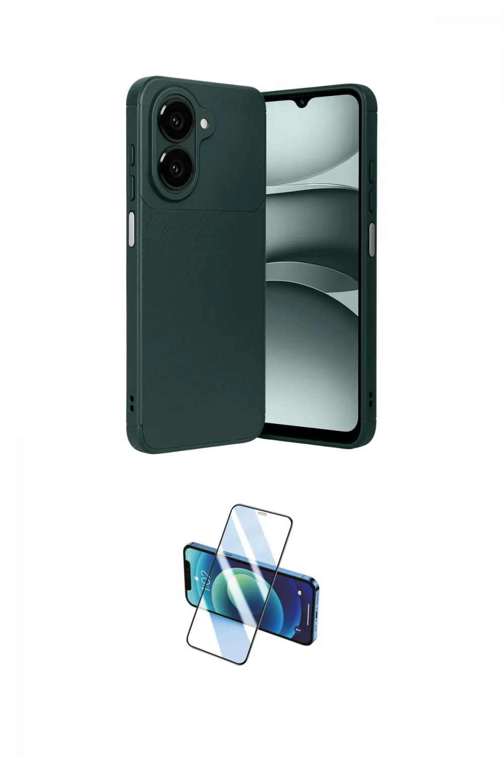 ieg™ Galaxy A07 4G Kılıf Eksen Form Prime - Siyah 3D Antistatik Cam Ekran Koruyucu