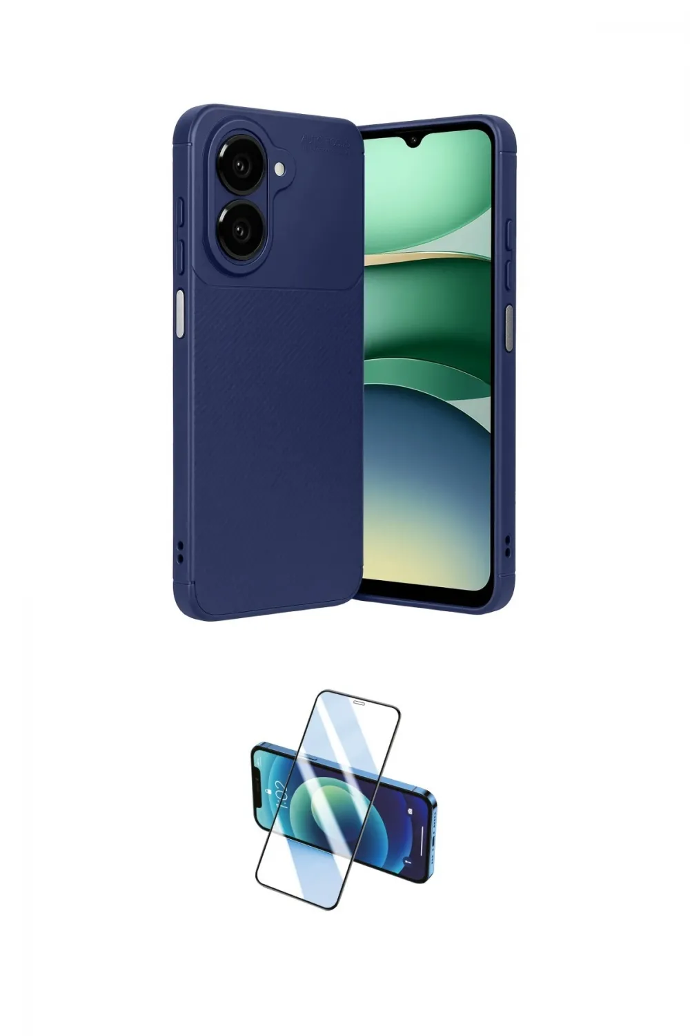 ieg™ Galaxy A07 4G Kılıf Eksen Form Prime - Siyah 3D Antistatik Cam Ekran Koruyucu