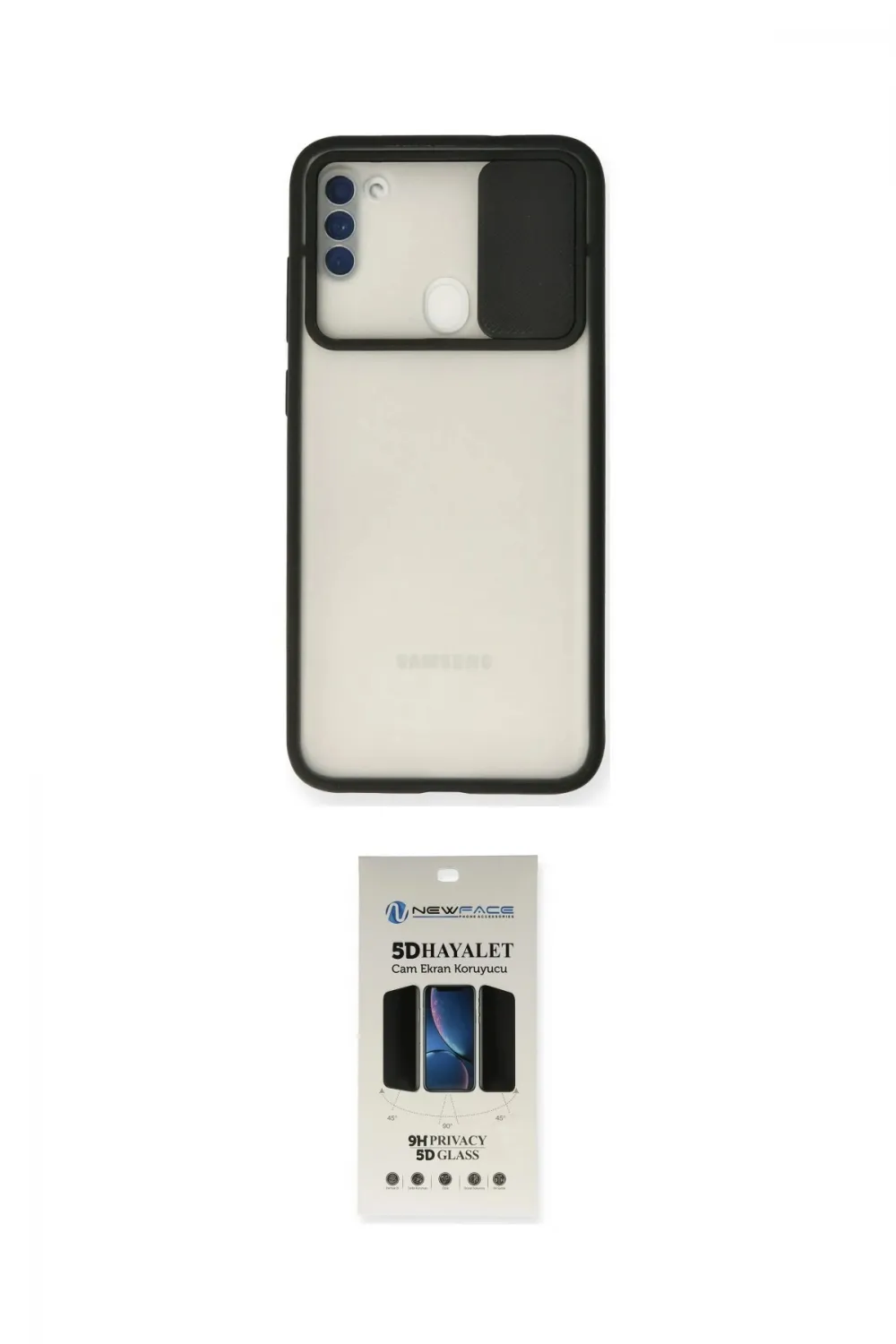 ieg™ Galaxy A11 Kılıf Vadi Çizgi - Siyah 5D Hayalet Cam Ekran Koruyucu