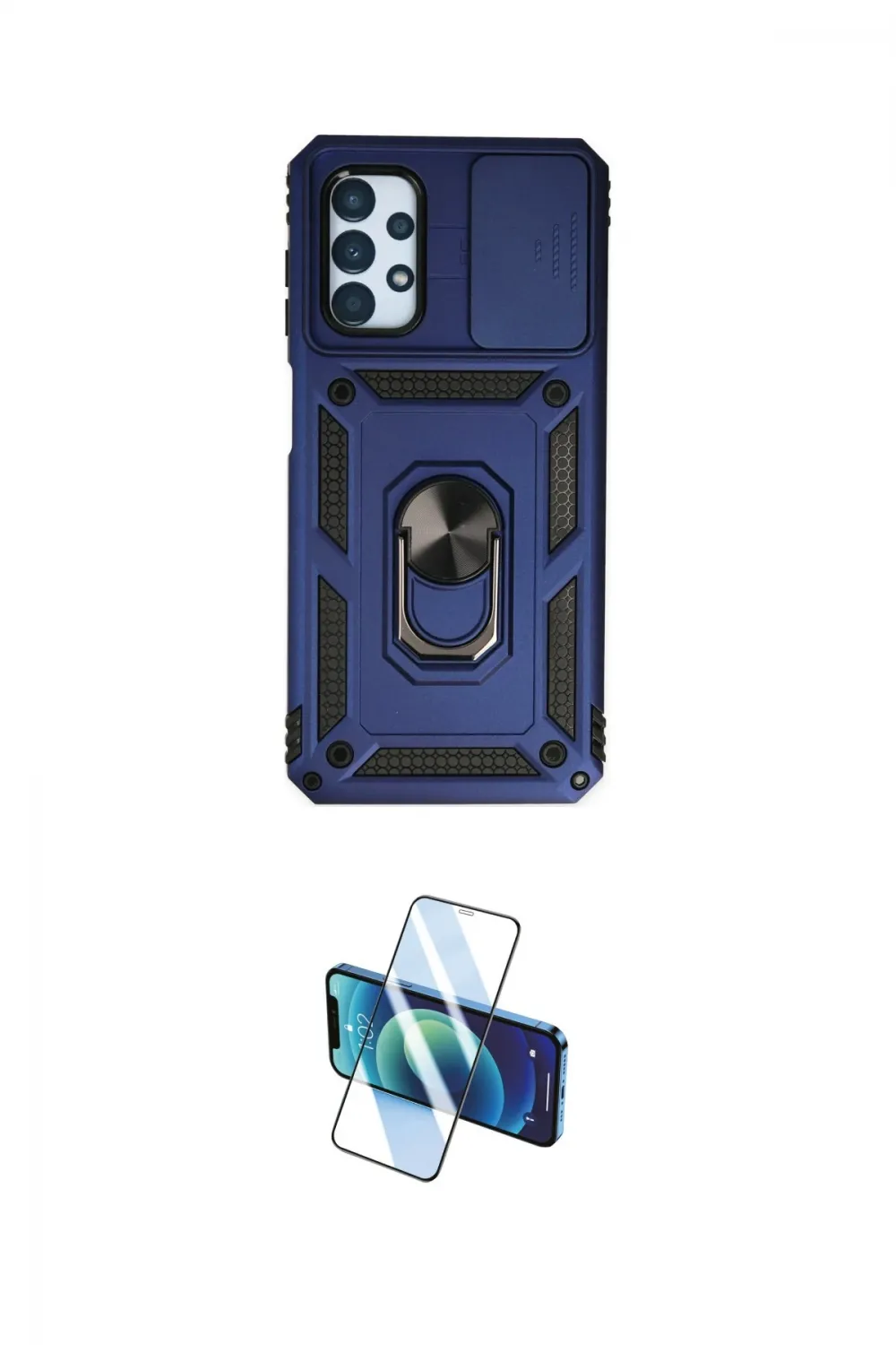 ieg™ Galaxy A13 4G Kılıf Ahenk Klasik - Siyah 3D Antistatik Cam Ekran Koruyucu