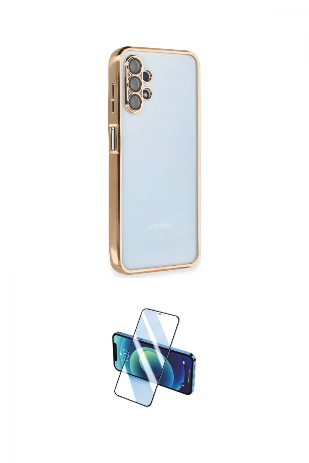 ieg™ Galaxy A13 4G Kılıf Vadi Minimal - Siyah 3D Antistatik Cam Ekran Koruyucu