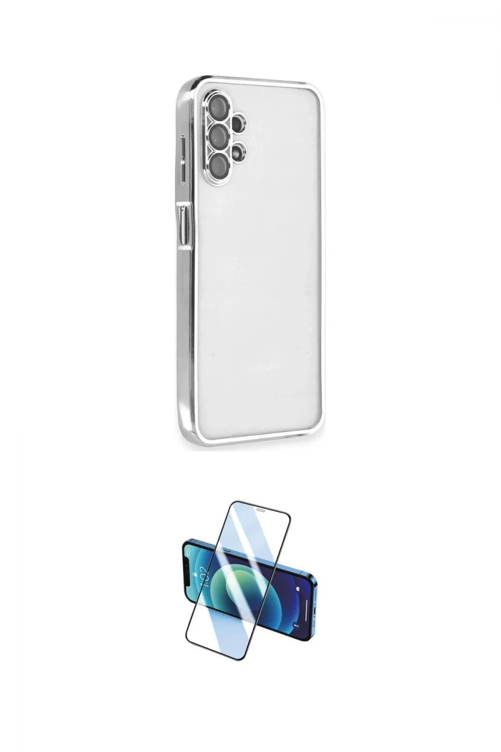 ieg™ Galaxy A13 4G Kılıf Vadi Minimal - Siyah 3D Antistatik Cam Ekran Koruyucu