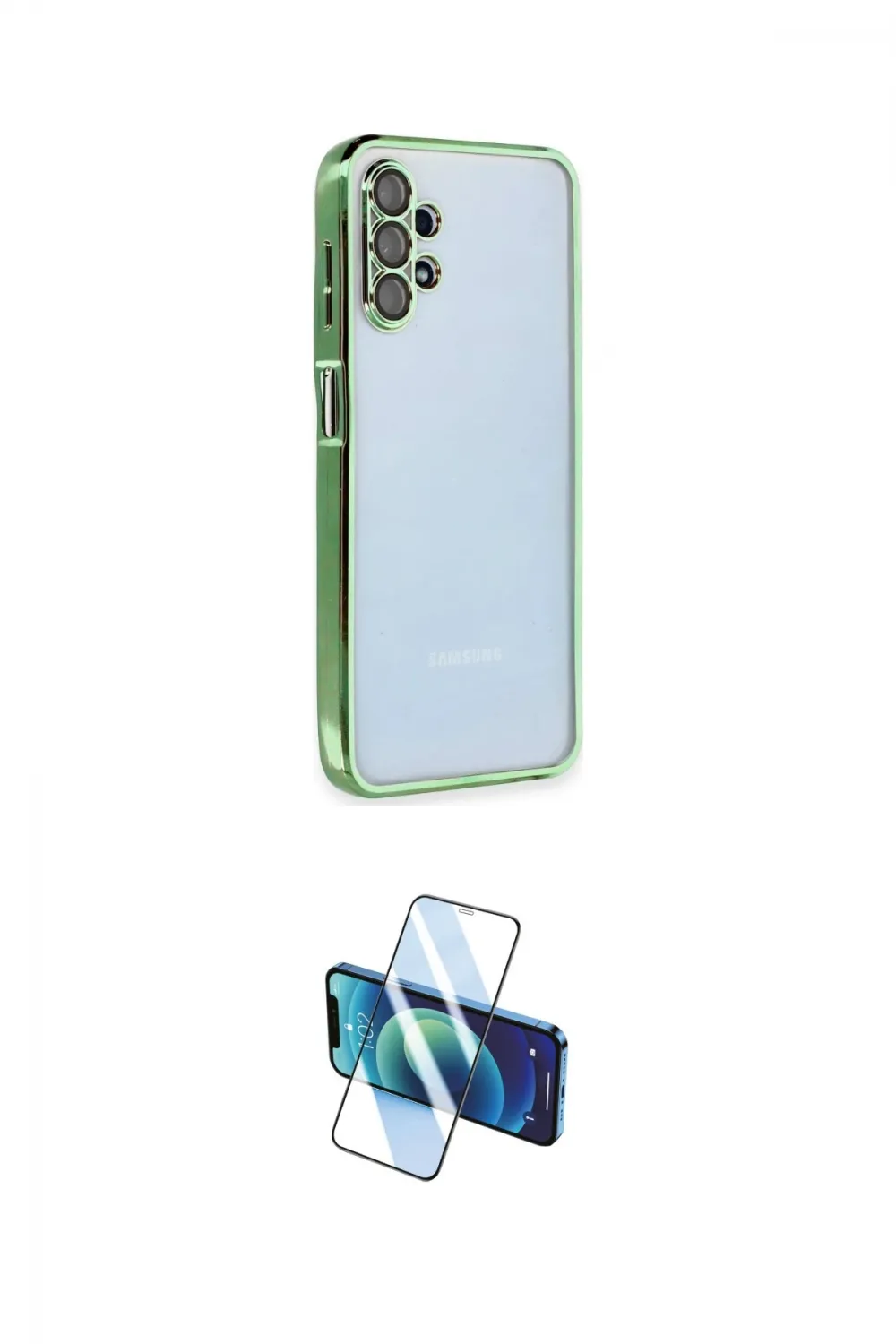 ieg™ Galaxy A13 4G Kılıf Vadi Minimal - Siyah 3D Antistatik Cam Ekran Koruyucu