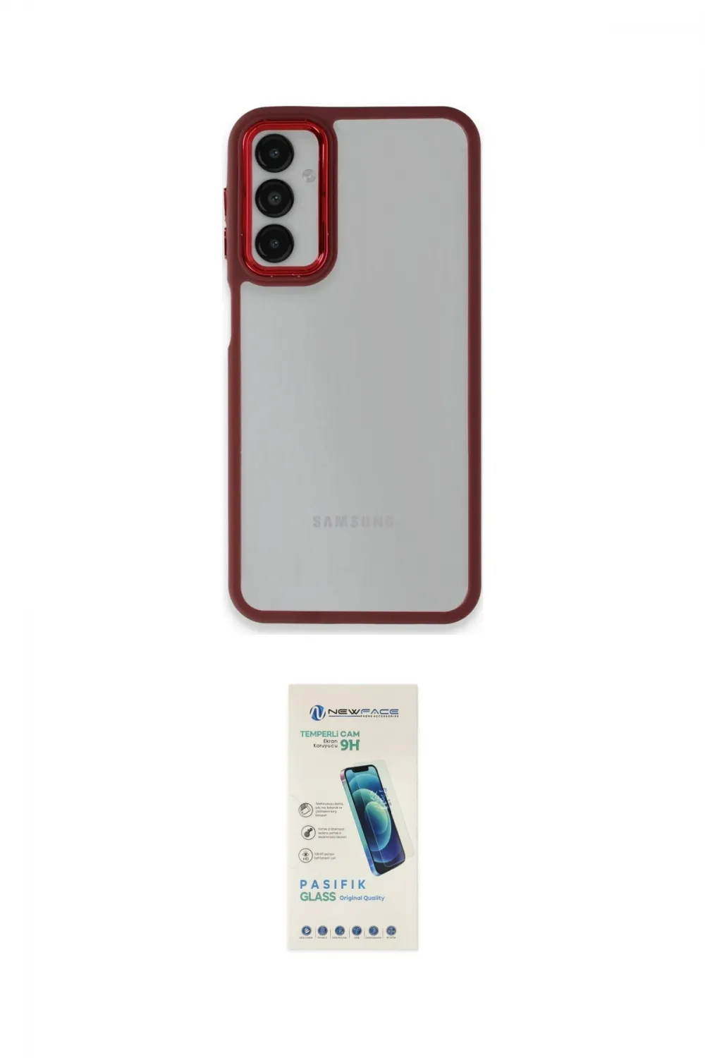 ieg™ Galaxy A14 4G Kılıf Eksen Doku Prime - Şeffaf Pasifik Cam Ekran Koruyucu