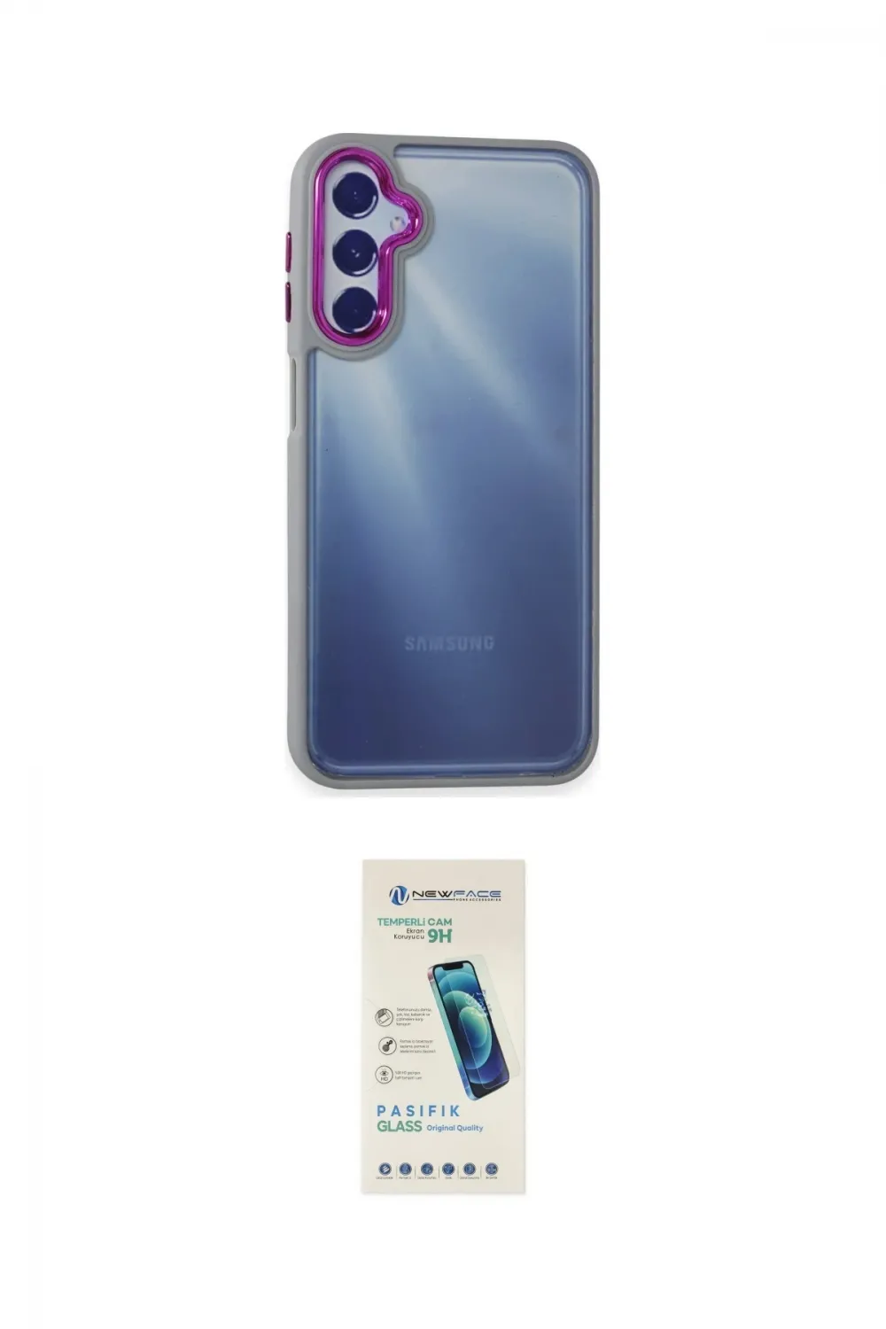 ieg™ Galaxy A14 4G Kılıf Eksen Doku Prime - Şeffaf Pasifik Cam Ekran Koruyucu