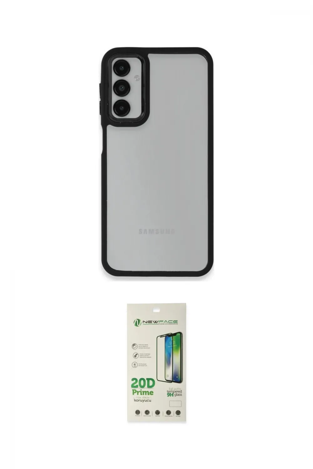 ieg™ Galaxy A14 4G Kılıf Eksen Doku Prime - Siyah 20D Premium Cam Ekran Koruyucu