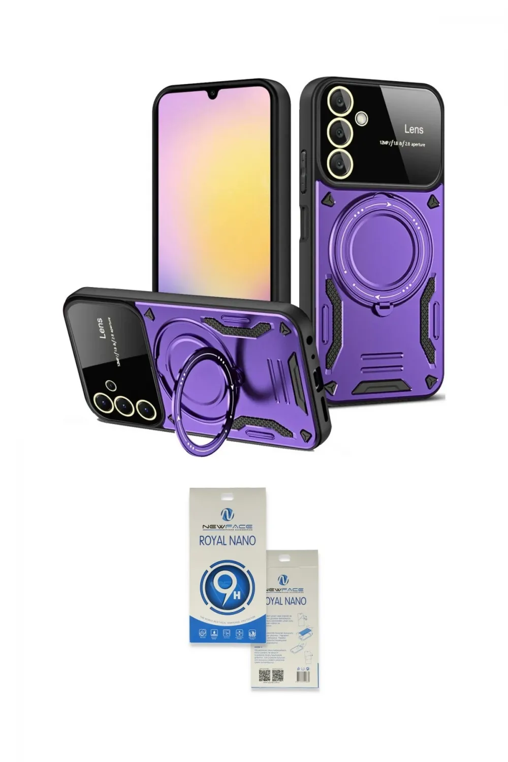 ieg™ Galaxy A14 4G Kılıf Kıvılcım Modern Serisi - Şeffaf Royal Nano Ekran Koruyucu