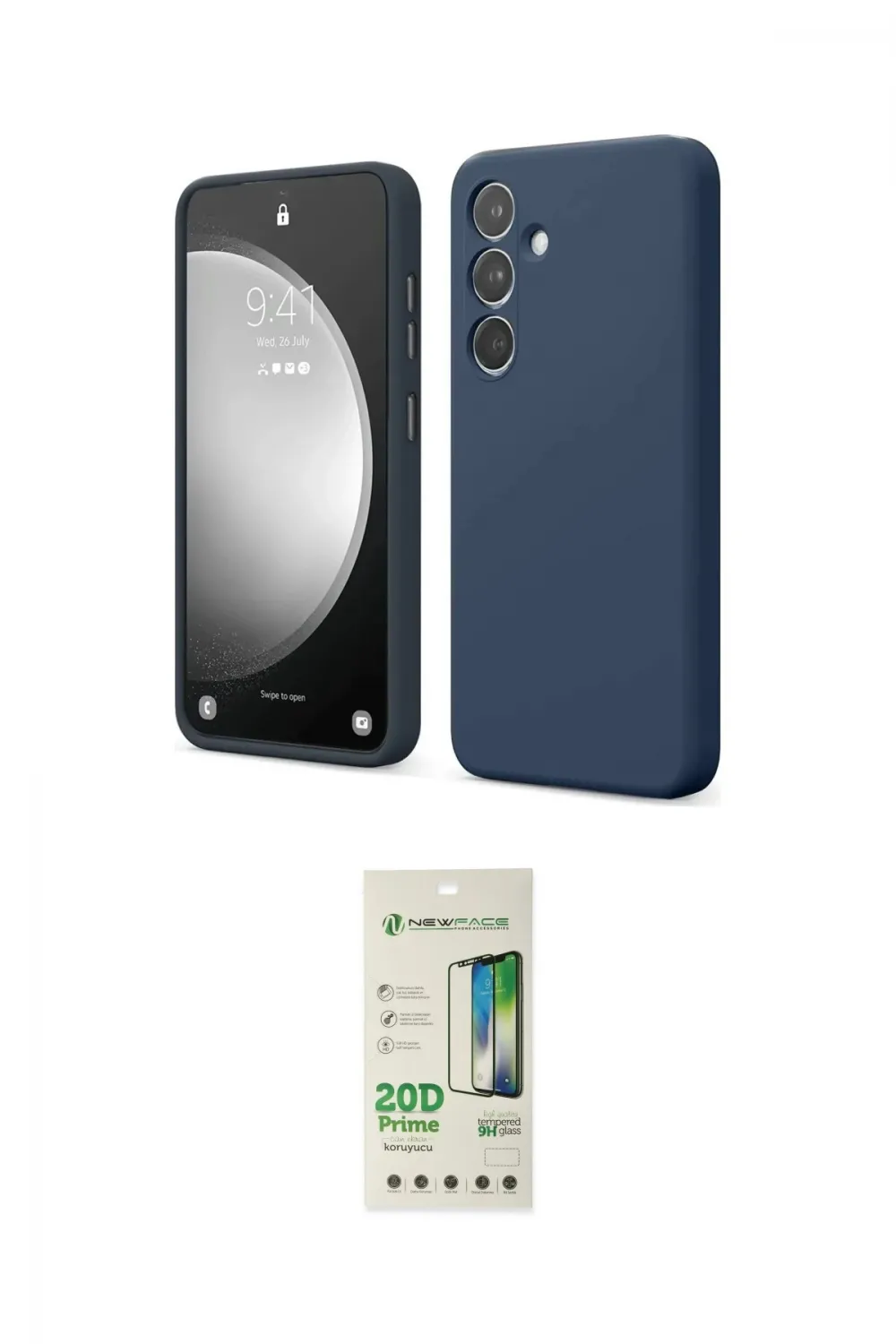 ieg™ Galaxy A14 4G Kılıf Kozmos Yansıma Özel Seri - Siyah 20D Premium Cam Ekran Koruyucu