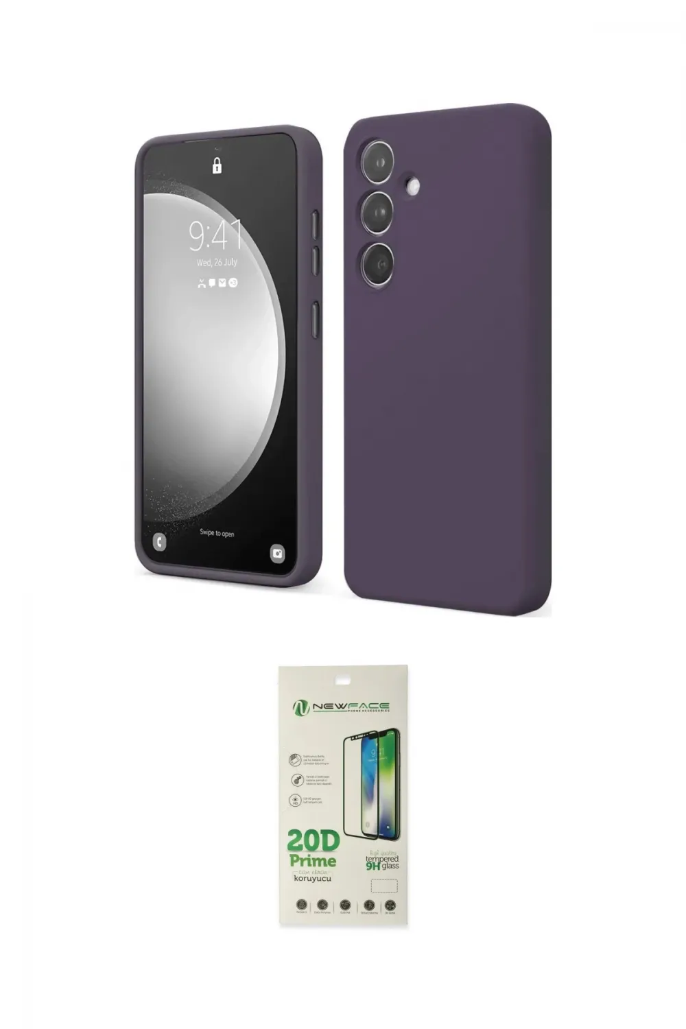 ieg™ Galaxy A14 4G Kılıf Kozmos Yansıma Özel Seri - Siyah 20D Premium Cam Ekran Koruyucu