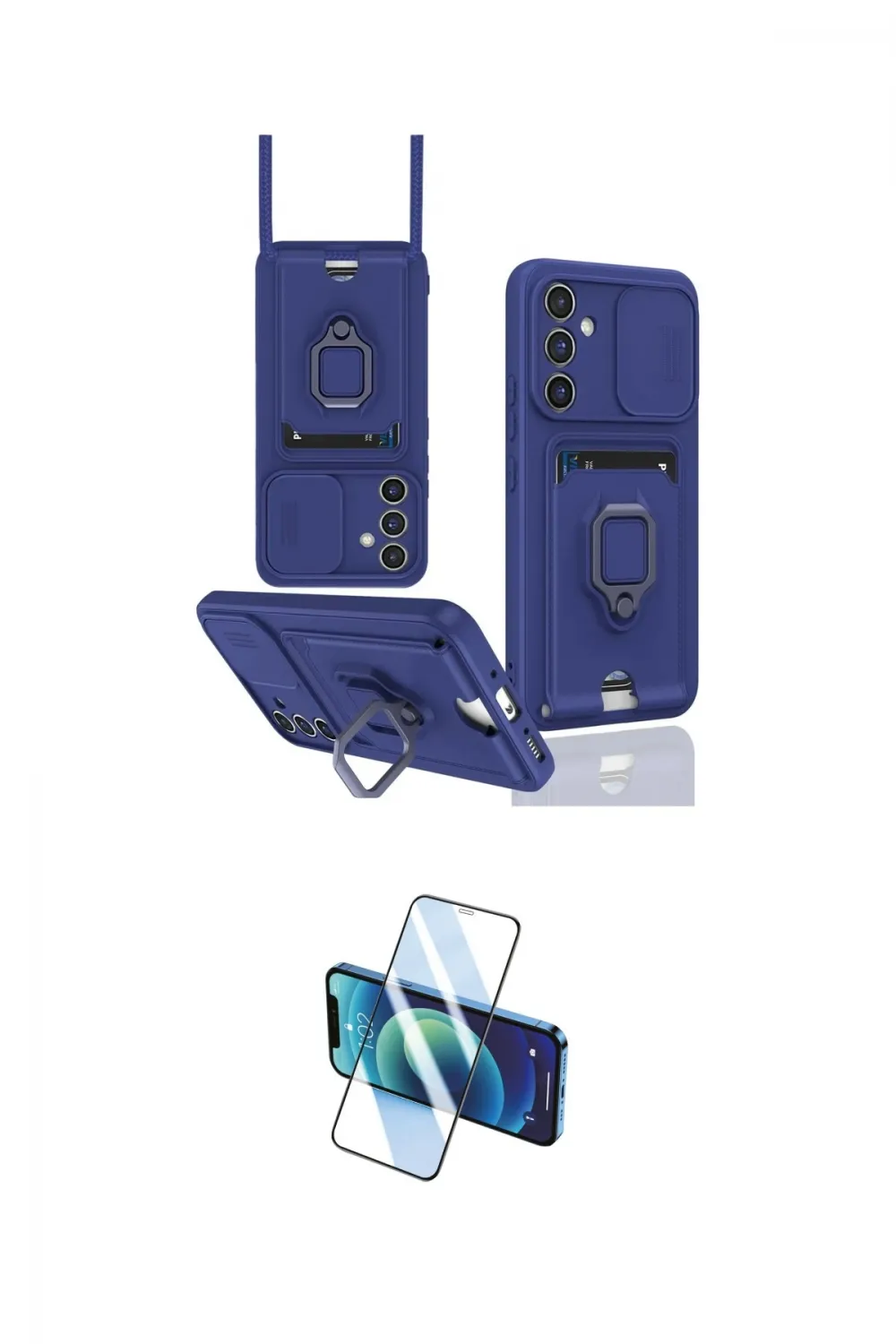 ieg™ Galaxy A14 4G Kılıf Vadi Form Prime - Siyah 3D Antistatik Cam Ekran Koruyucu