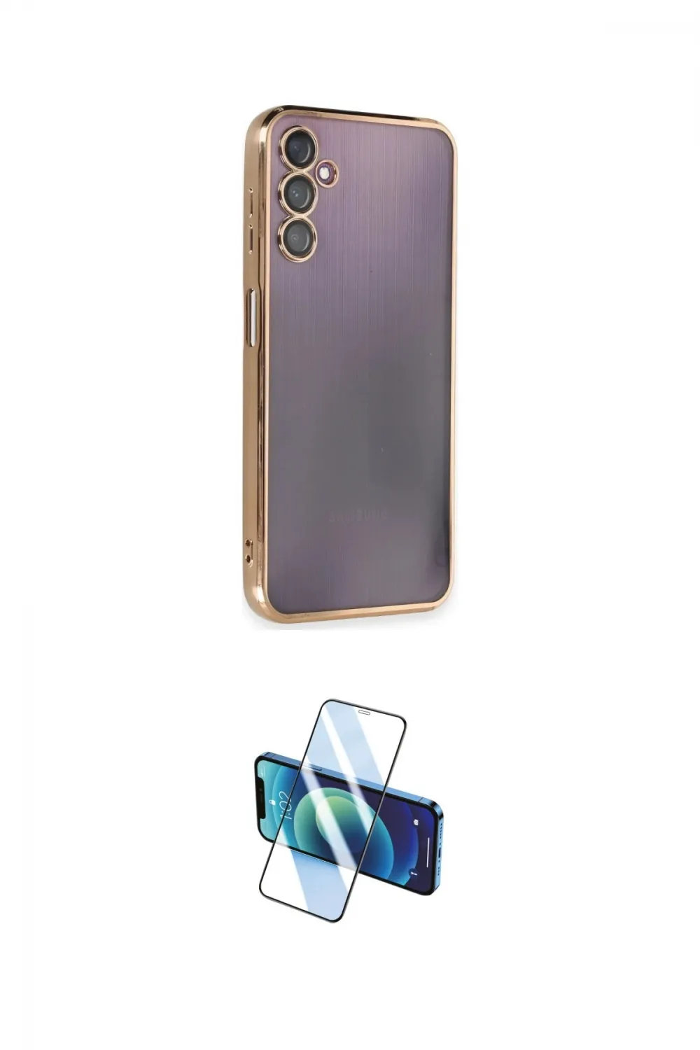 ieg™ Galaxy A14 4G Kılıf Vadi Minimal - Siyah 3D Antistatik Cam Ekran Koruyucu
