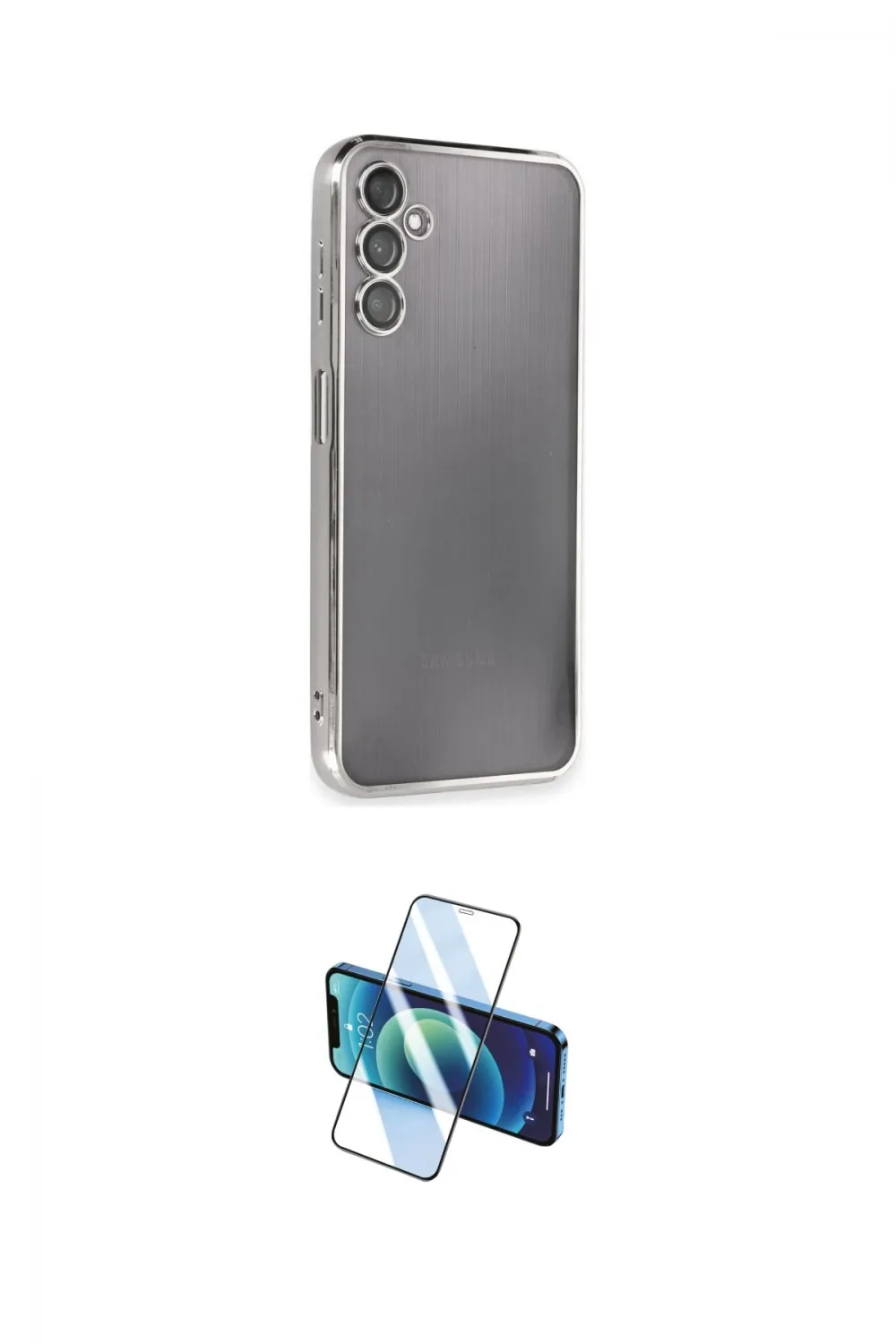 ieg™ Galaxy A14 4G Kılıf Vadi Minimal - Siyah 3D Antistatik Cam Ekran Koruyucu