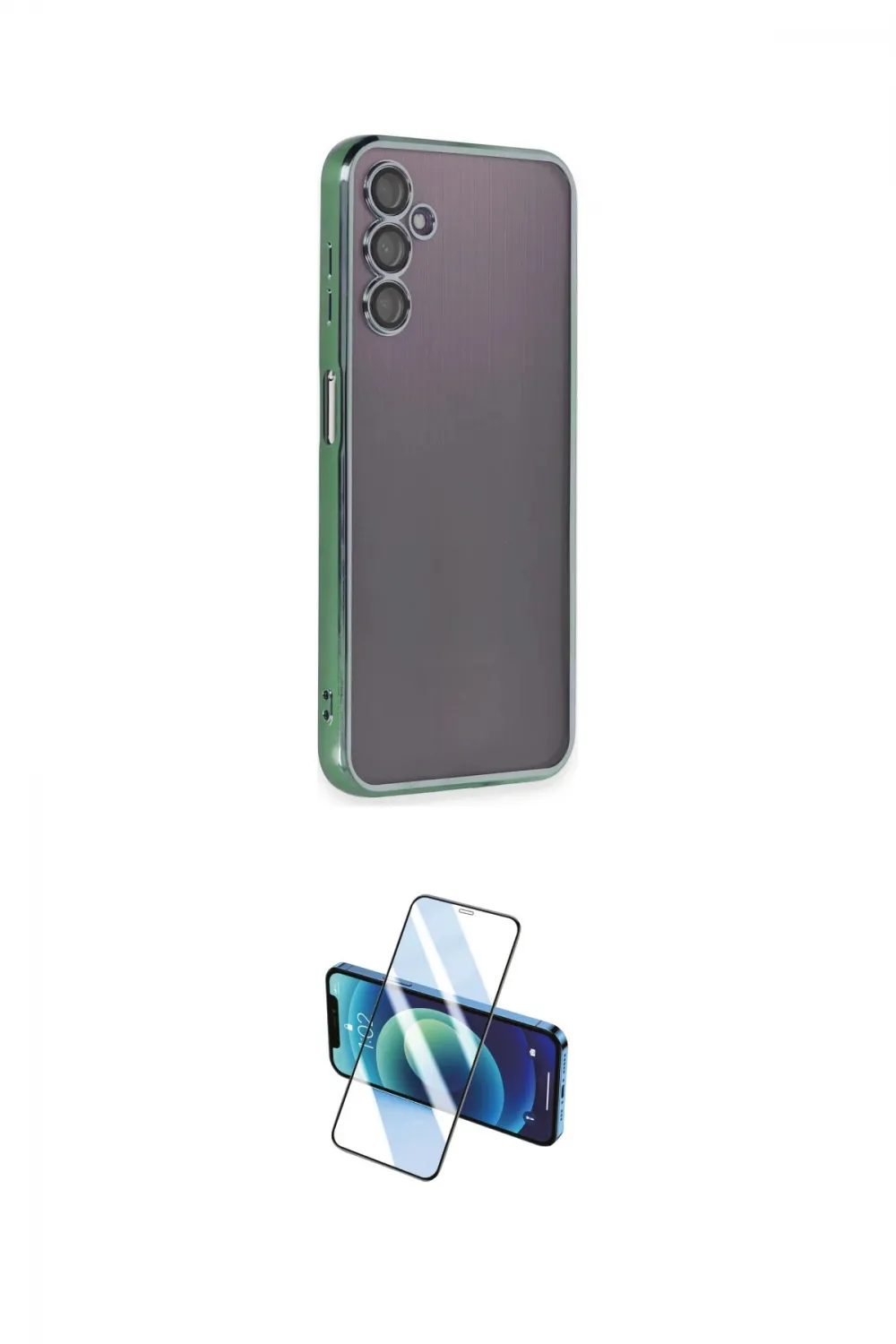 ieg™ Galaxy A14 4G Kılıf Vadi Minimal - Siyah 3D Antistatik Cam Ekran Koruyucu