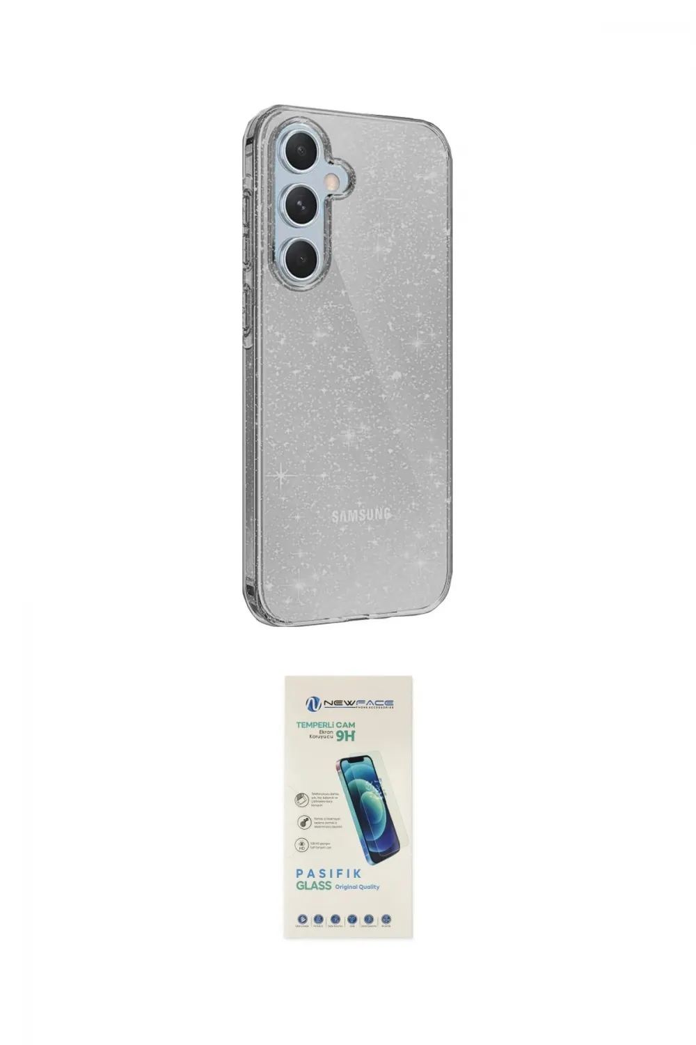 ieg™ Galaxy A14 4G Kılıf Yankı Doku Prime - Şeffaf Pasifik Cam Ekran Koruyucu