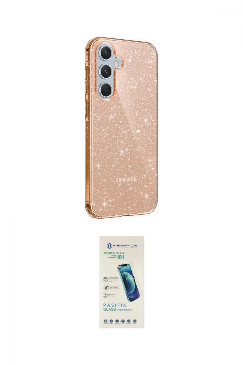 ieg™ Galaxy A14 4G Kılıf Yankı Doku Prime - Şeffaf Pasifik Cam Ekran Koruyucu