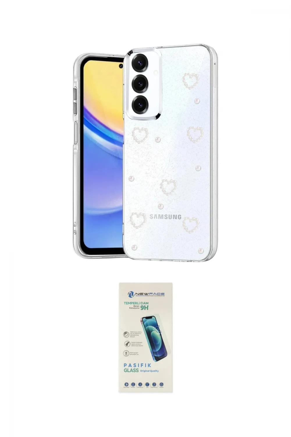 ieg™ Galaxy A14 4G Kılıf Yörünge Form - Şeffaf Pasifik Cam Ekran Koruyucu