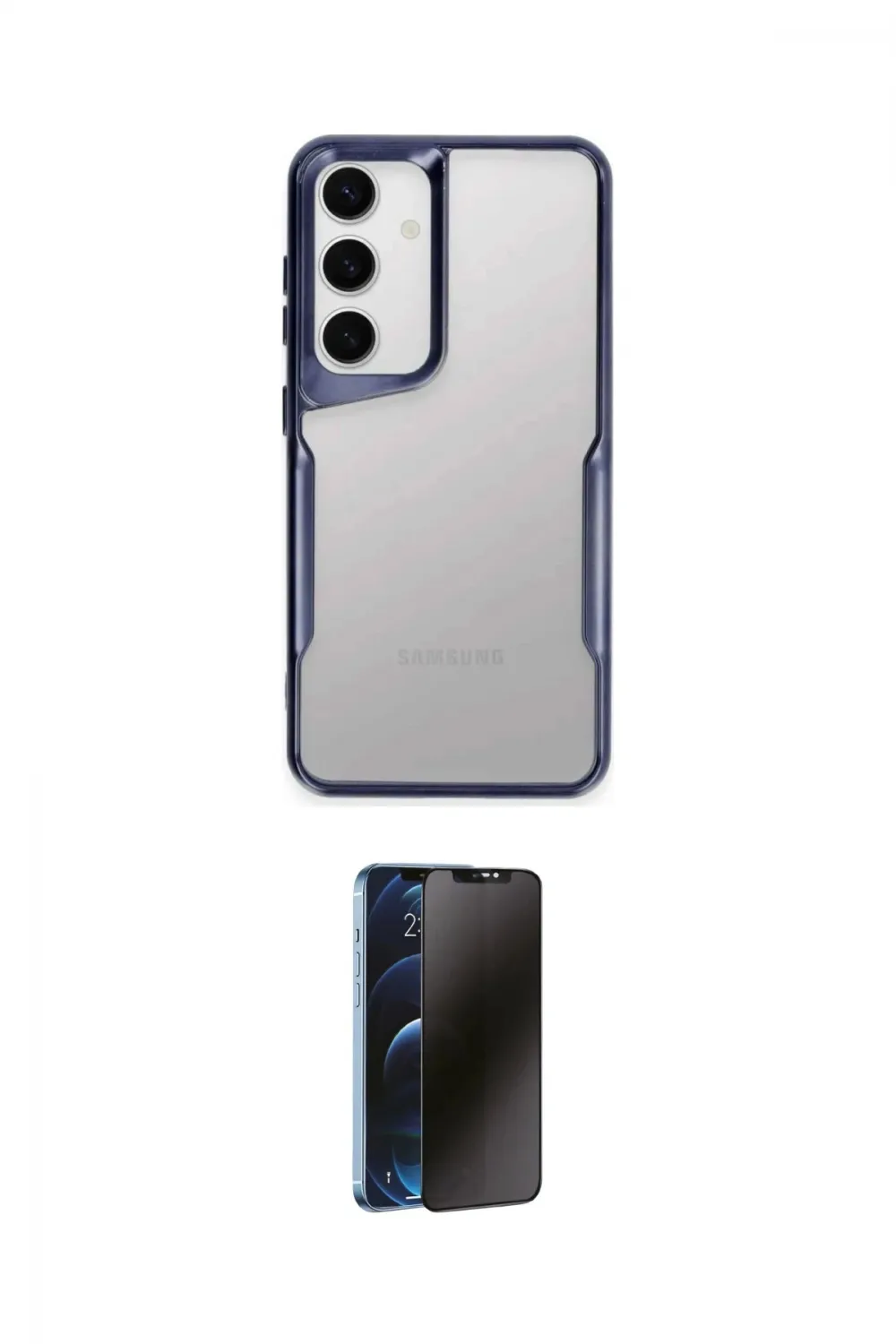 ieg™ Galaxy A15 4G Kılıf Akış Çizgi Koleksiyonu - Siyah 3D Antistatik Hayalet Cam Ekran Koruyucu