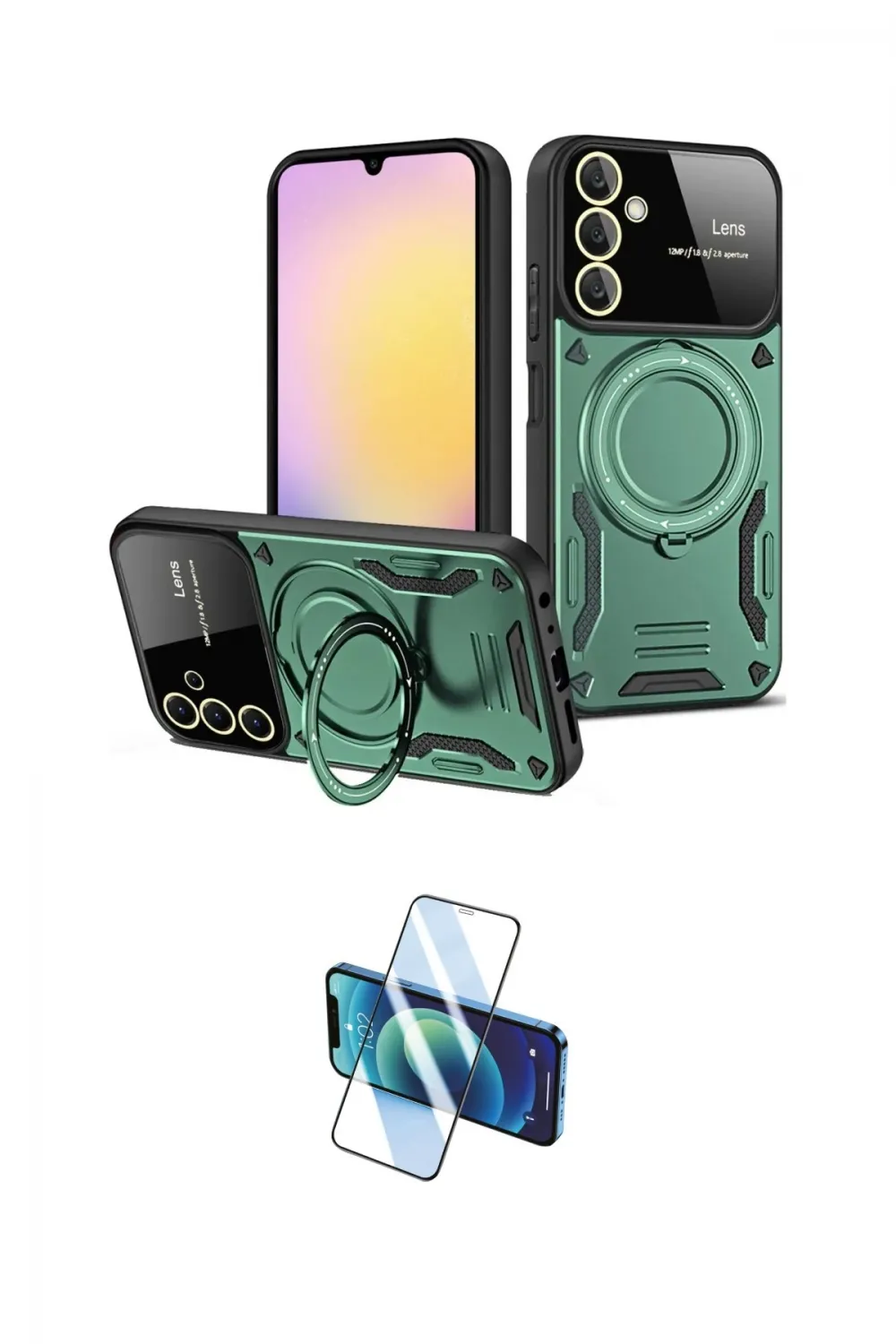ieg™ Galaxy A15 4G Kılıf Kıvılcım Modern Serisi - Siyah 3D Antistatik Cam Ekran Koruyucu