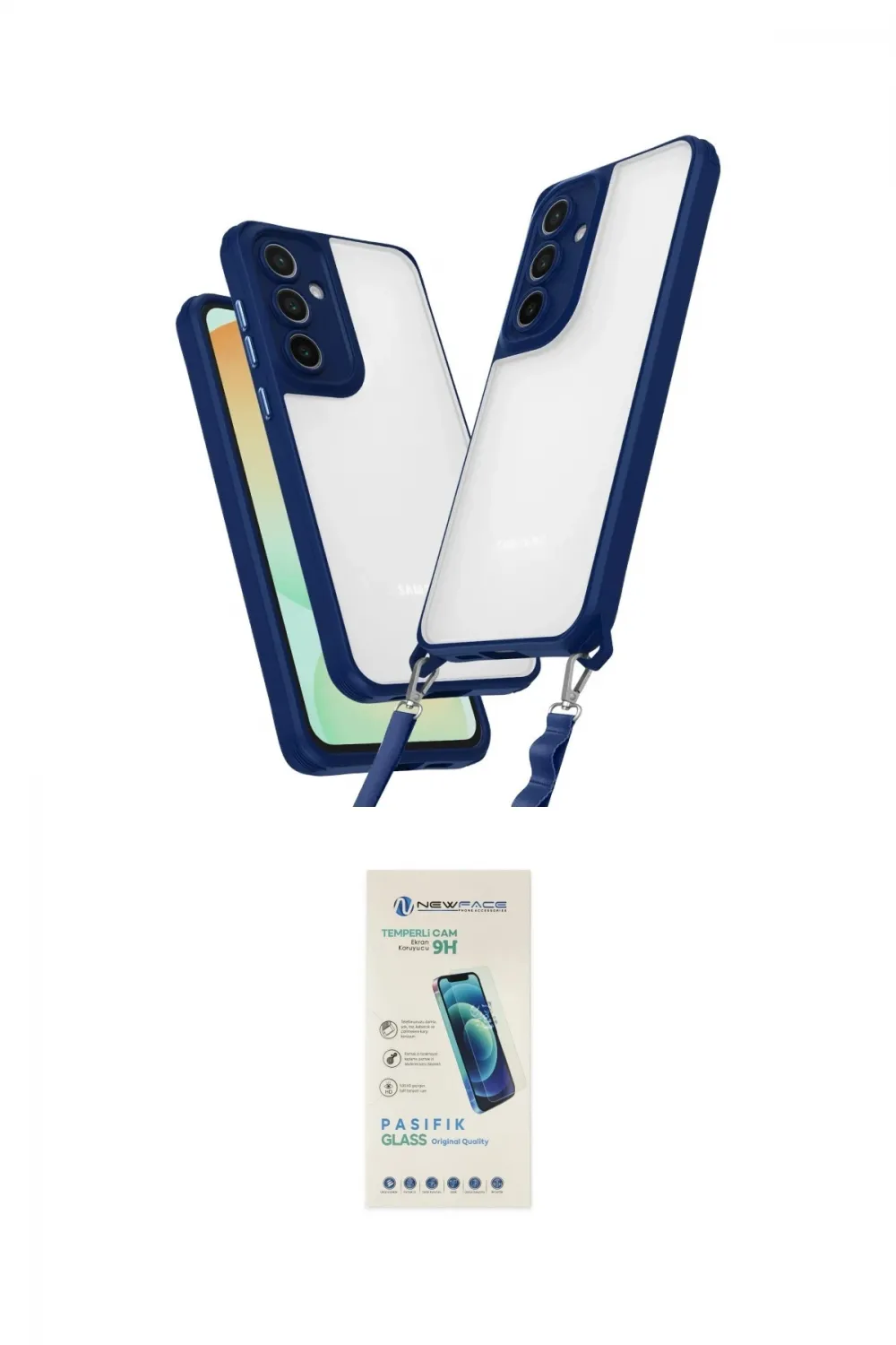 ieg™ Galaxy A15 4G Kılıf Ufuk Klasik - Şeffaf Pasifik Cam Ekran Koruyucu