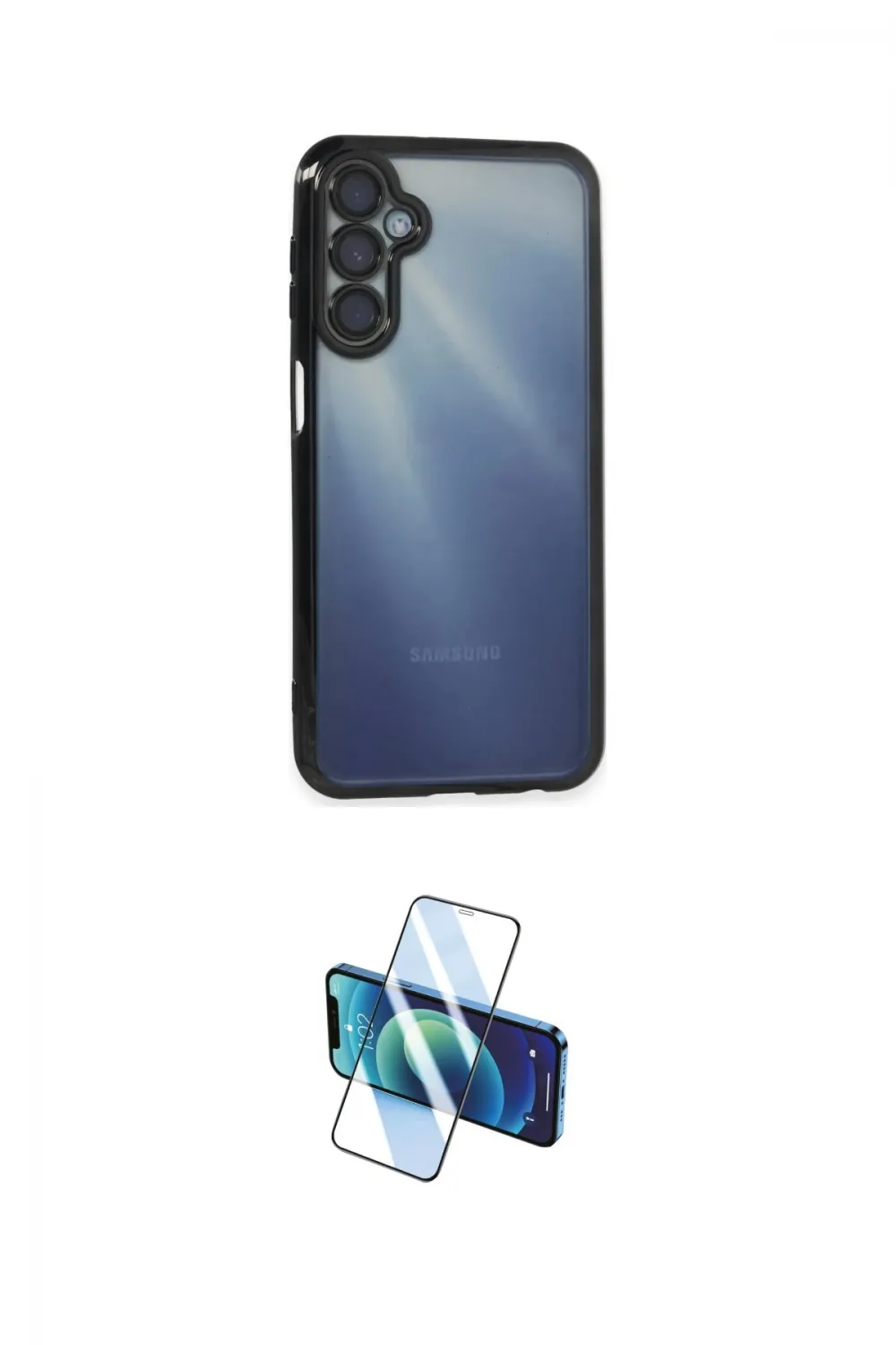 ieg™ Galaxy A15 4G Kılıf Vadi Minimal - Siyah 3D Antistatik Cam Ekran Koruyucu