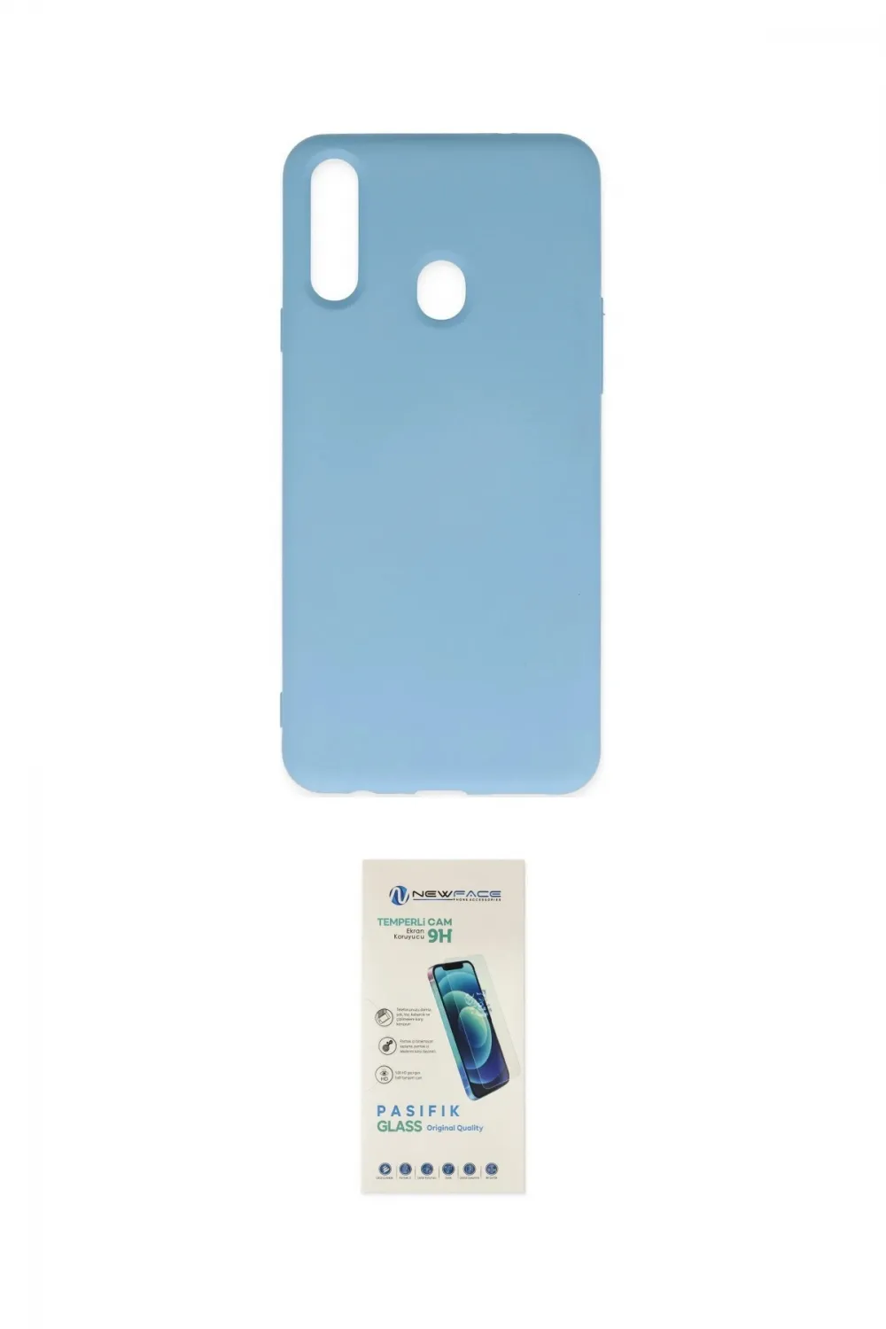 ieg™ Galaxy A20S Kılıf Ahenk Serisi - Şeffaf Pasifik Cam Ekran Koruyucu