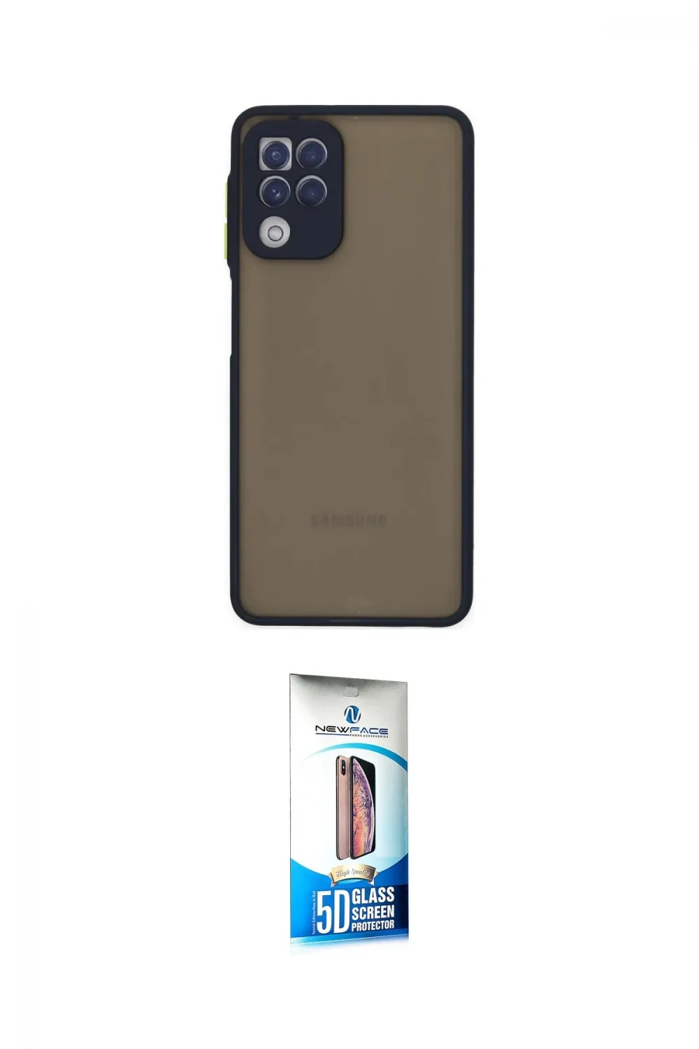 ieg™ Galaxy A22 Kılıf Ahenk Çizgi Serisi - Siyah 5D Eko Cam Ekran Koruyucu