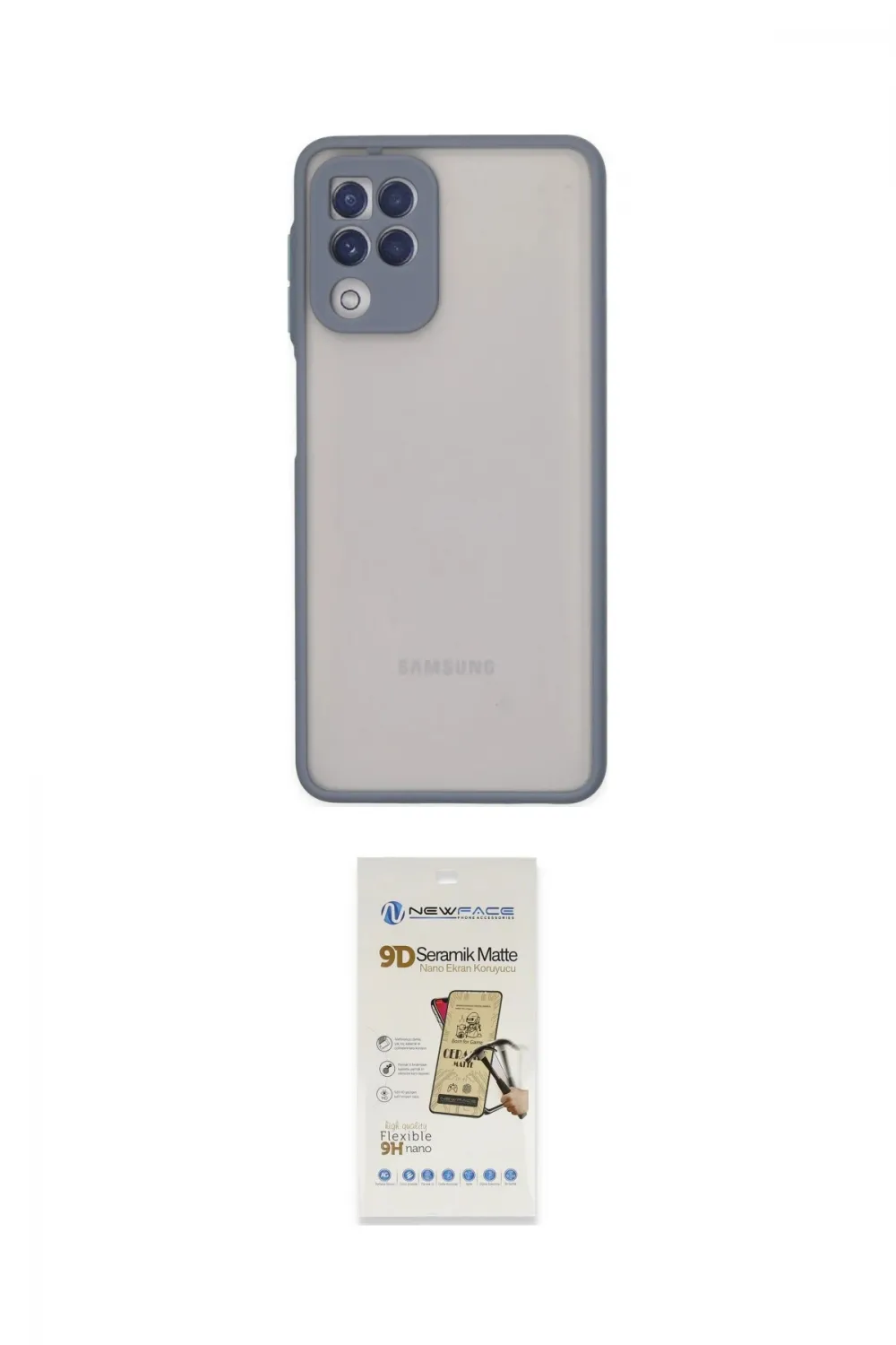 ieg™ Galaxy A22 Kılıf Ahenk Çizgi Serisi - Siyah Mat Seramik Nano Ekran Koruyucu