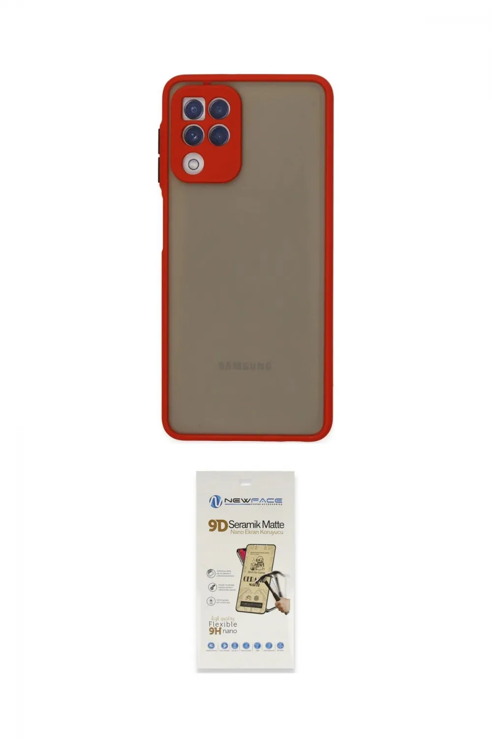 ieg™ Galaxy A22 Kılıf Ahenk Çizgi Serisi - Siyah Mat Seramik Nano Ekran Koruyucu