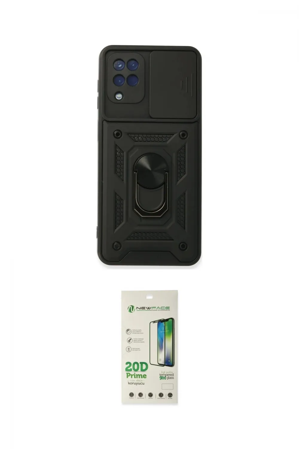 ieg™ Galaxy A22 Kılıf Ahenk Klasik - Siyah 20D Premium Cam Ekran Koruyucu