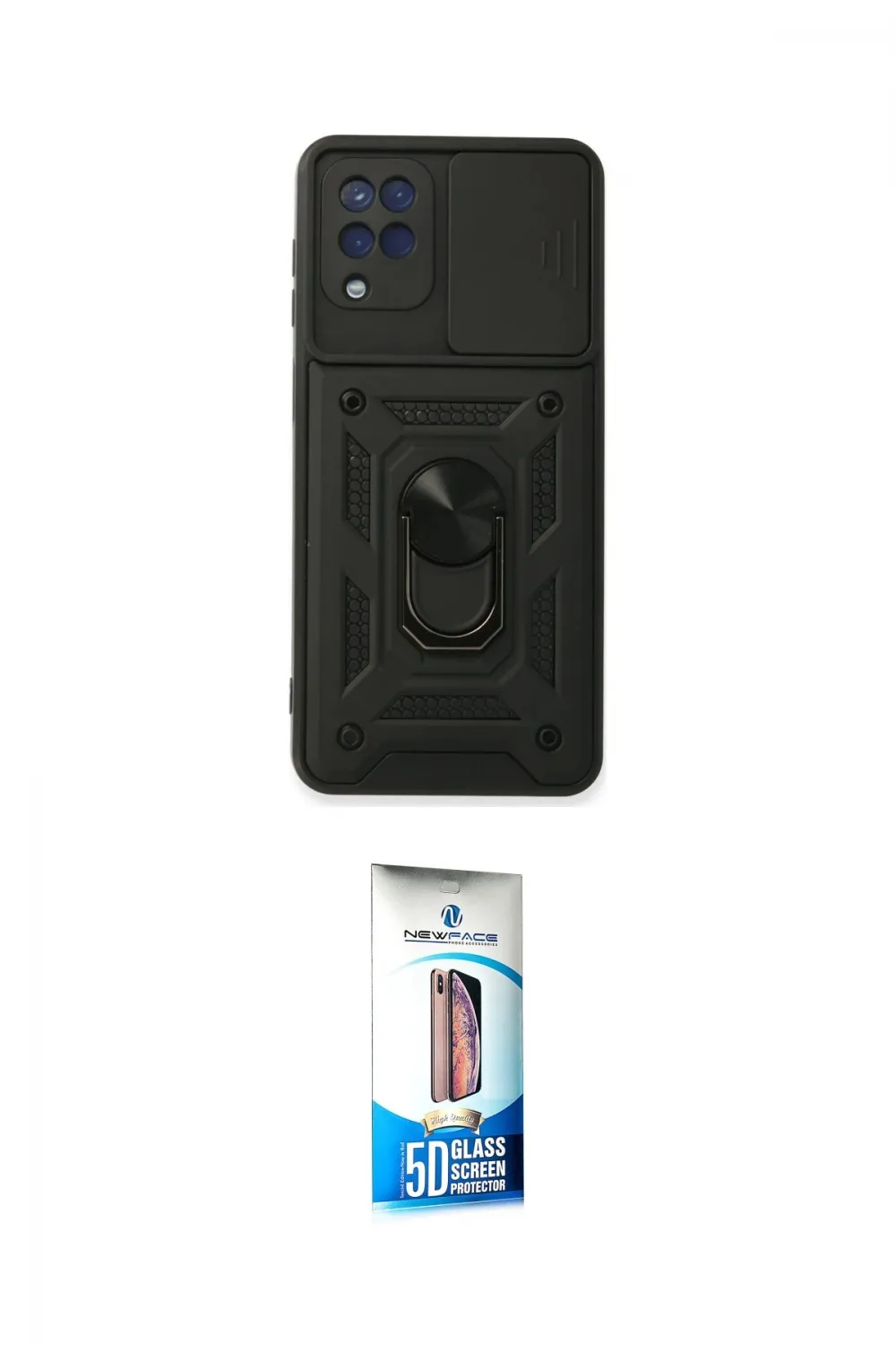ieg™ Galaxy A22 Kılıf Ahenk Klasik - Siyah 5D Eko Cam Ekran Koruyucu