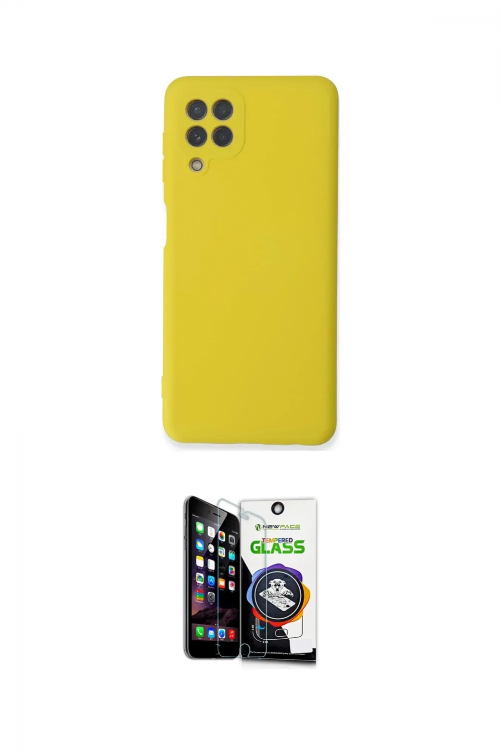 ieg™ Galaxy A22 Kılıf Ahenk Serisi - Şeffaf Temperli Cam Ekran Koruyucu