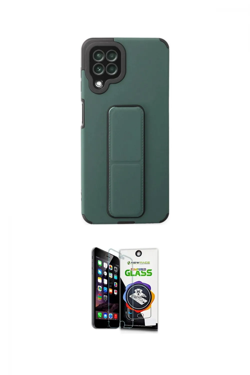 ieg™ Galaxy A22 Kılıf Çekirdek Yansıma - Şeffaf Temperli Cam Ekran Koruyucu