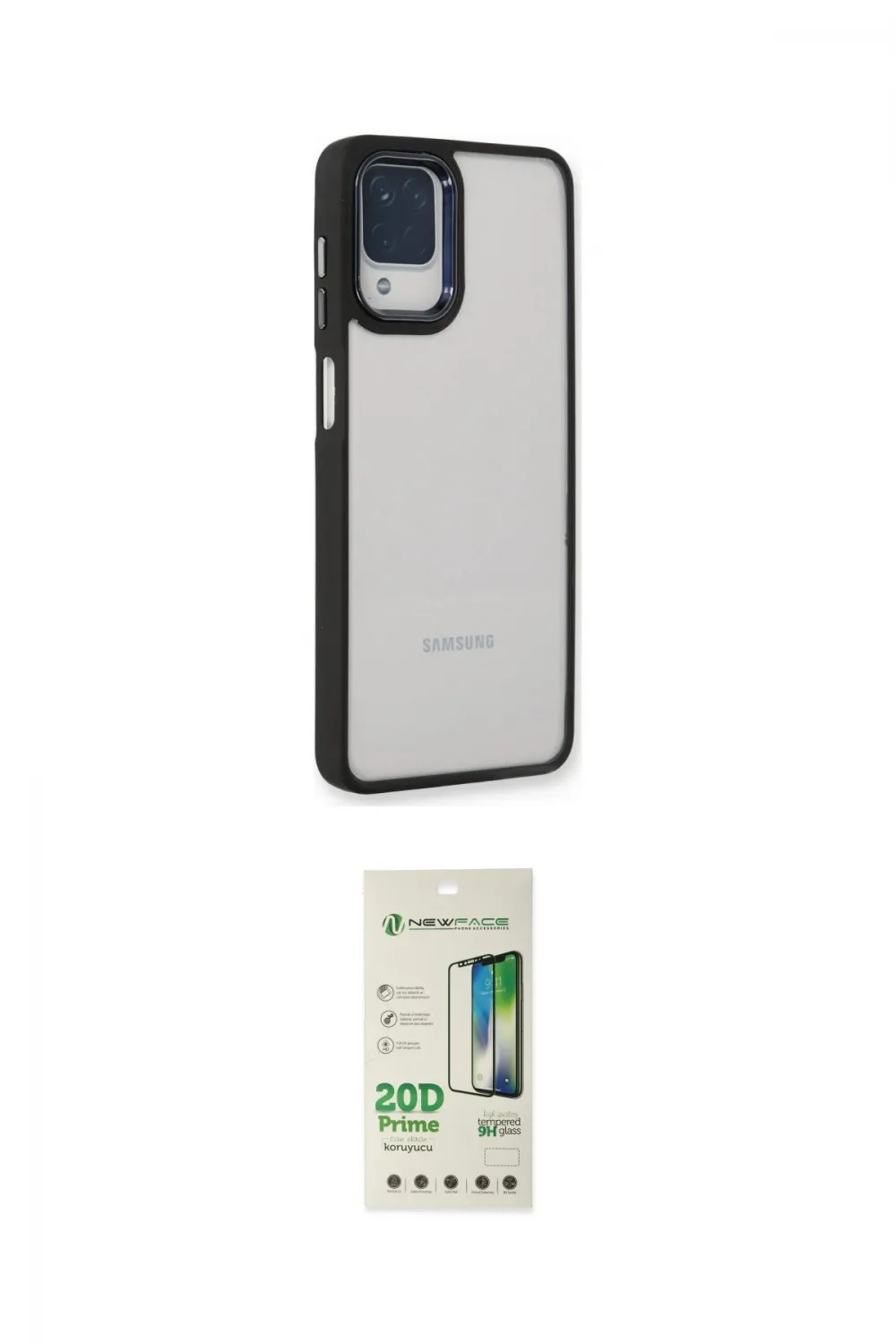 ieg™ Galaxy A22 Kılıf Eksen Doku Prime - Siyah 20D Premium Cam Ekran Koruyucu