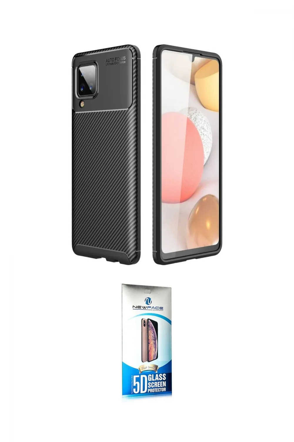 ieg™ Galaxy A22 Kılıf Eksen Form Prime - Siyah 5D Eko Cam Ekran Koruyucu