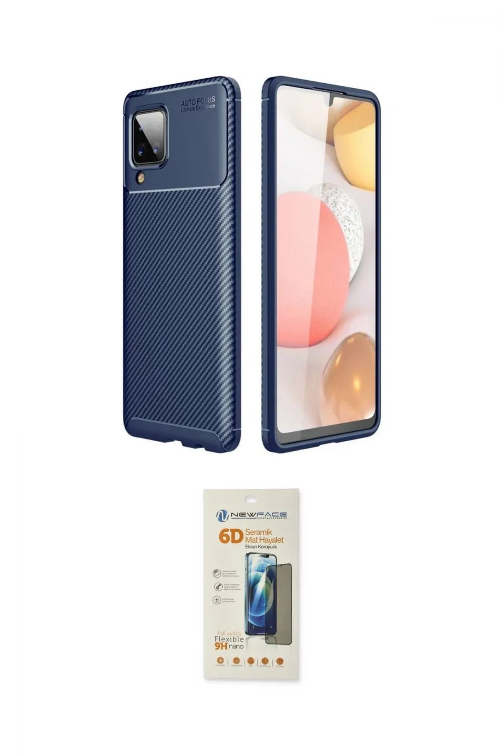 ieg™ Galaxy A22 Kılıf Eksen Form Prime - Siyah 6D Mat Seramik Hayalet Nano Ekran Koruyucu