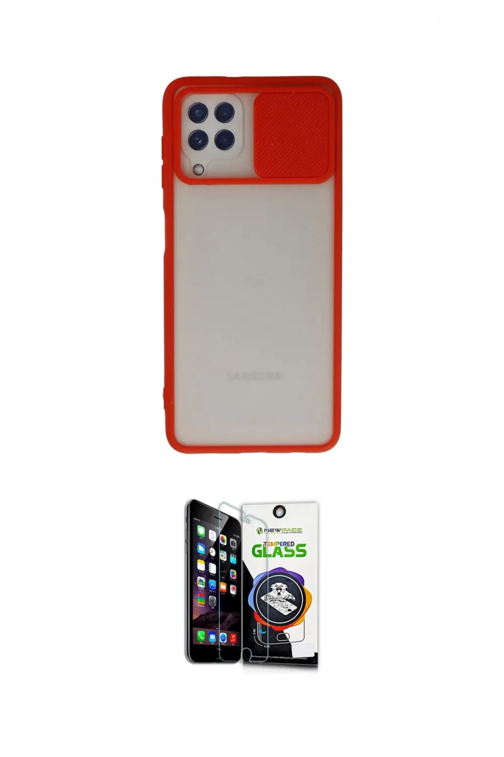 ieg™ Galaxy A22 Kılıf Vadi Çizgi - Şeffaf Temperli Cam Ekran Koruyucu