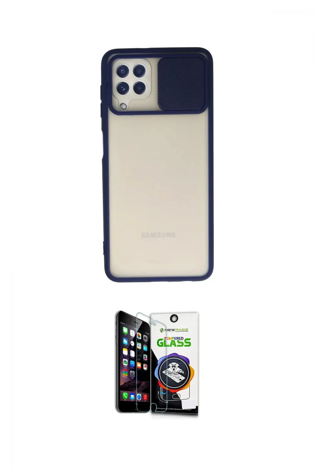 ieg™ Galaxy A22 Kılıf Vadi Çizgi - Şeffaf Temperli Cam Ekran Koruyucu