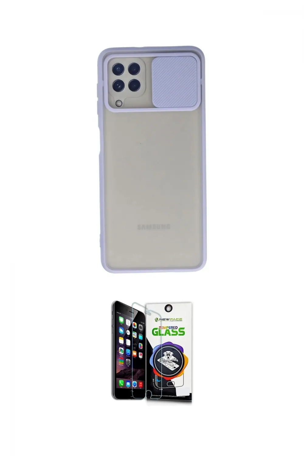 ieg™ Galaxy A22 Kılıf Vadi Çizgi - Şeffaf Temperli Cam Ekran Koruyucu