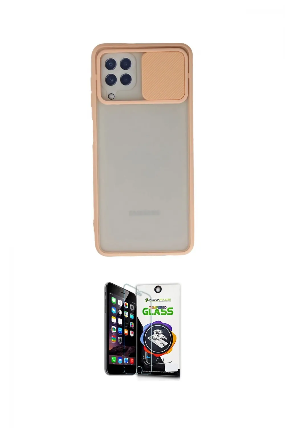 ieg™ Galaxy A22 Kılıf Vadi Çizgi - Şeffaf Temperli Cam Ekran Koruyucu