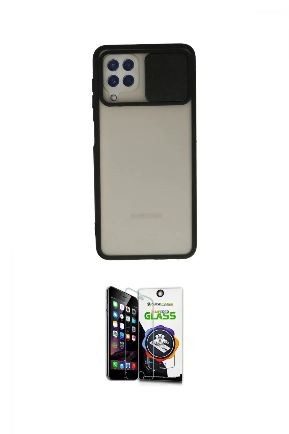 ieg™ Galaxy A22 Kılıf Vadi Çizgi - Şeffaf Temperli Cam Ekran Koruyucu