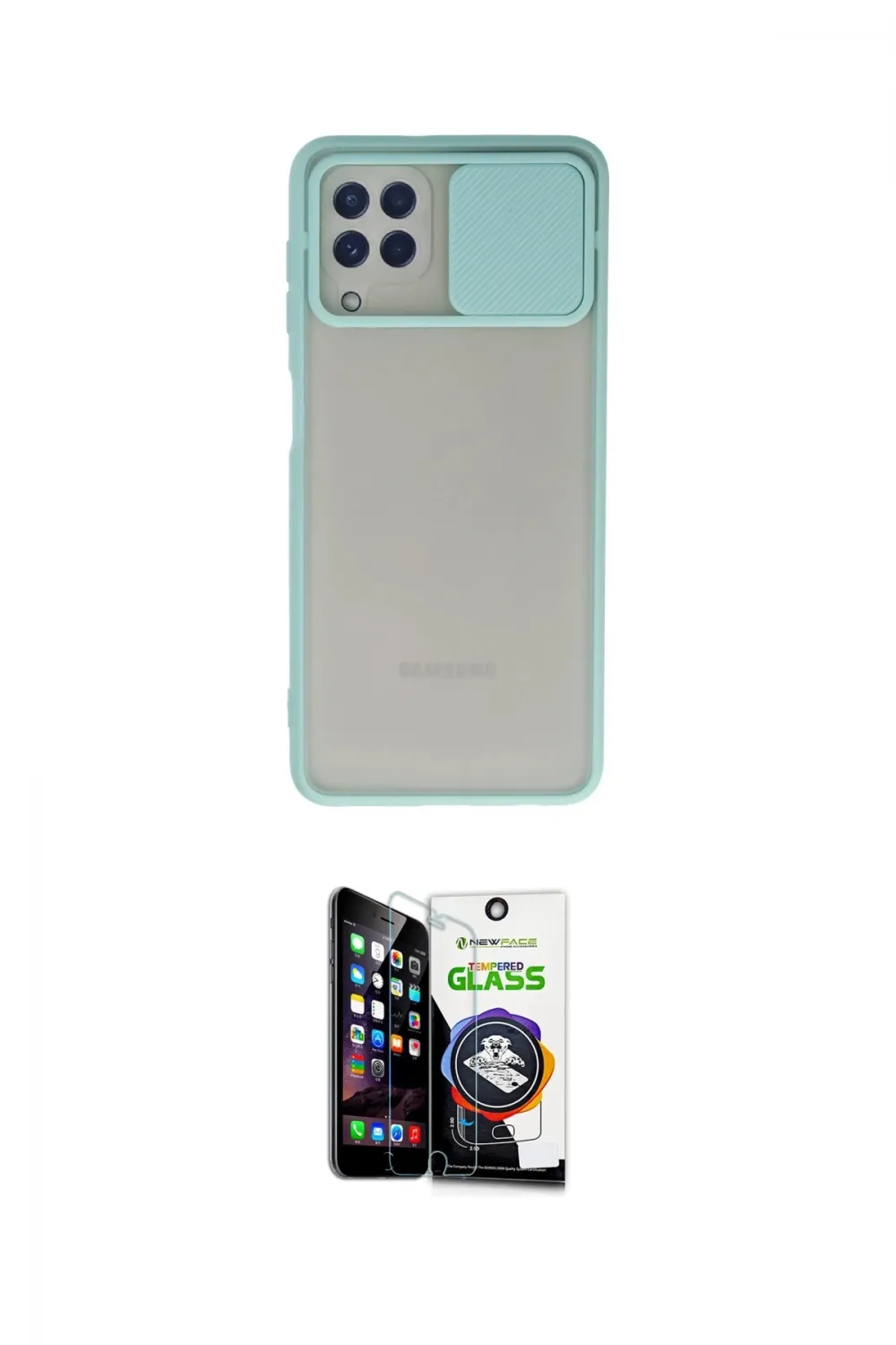 ieg™ Galaxy A22 Kılıf Vadi Çizgi - Şeffaf Temperli Cam Ekran Koruyucu