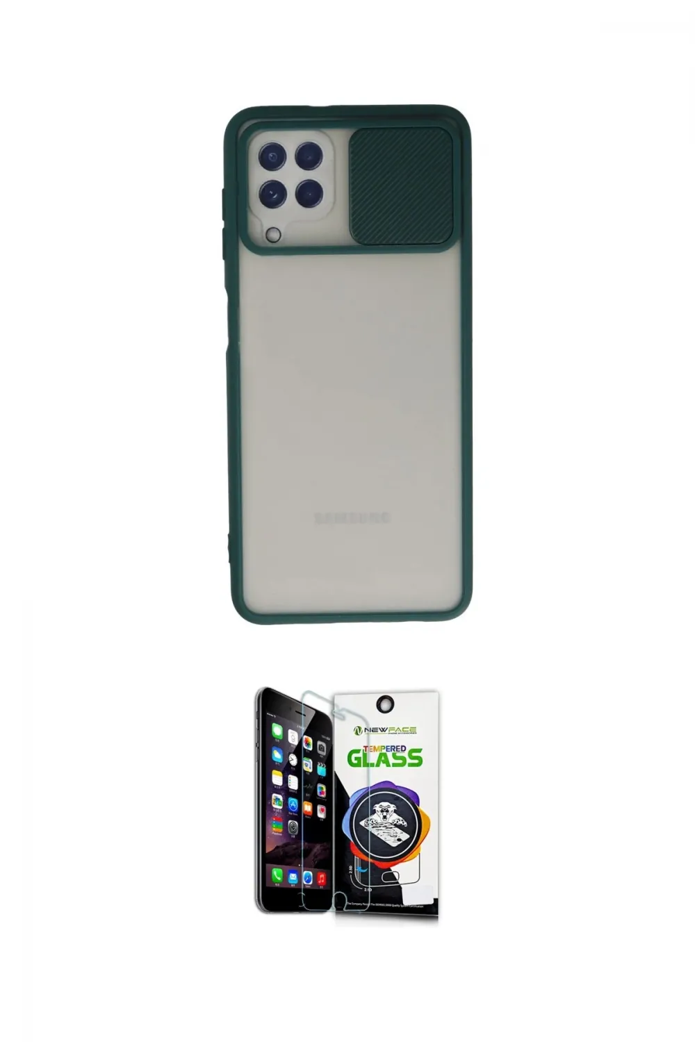ieg™ Galaxy A22 Kılıf Vadi Çizgi - Şeffaf Temperli Cam Ekran Koruyucu