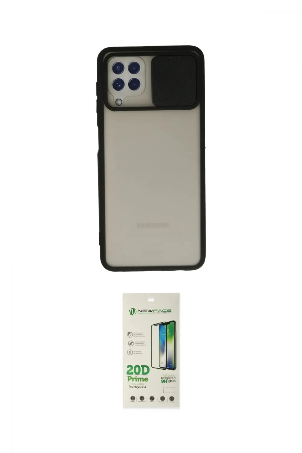 ieg™ Galaxy A22 Kılıf Vadi Çizgi - Siyah 20D Premium Cam Ekran Koruyucu
