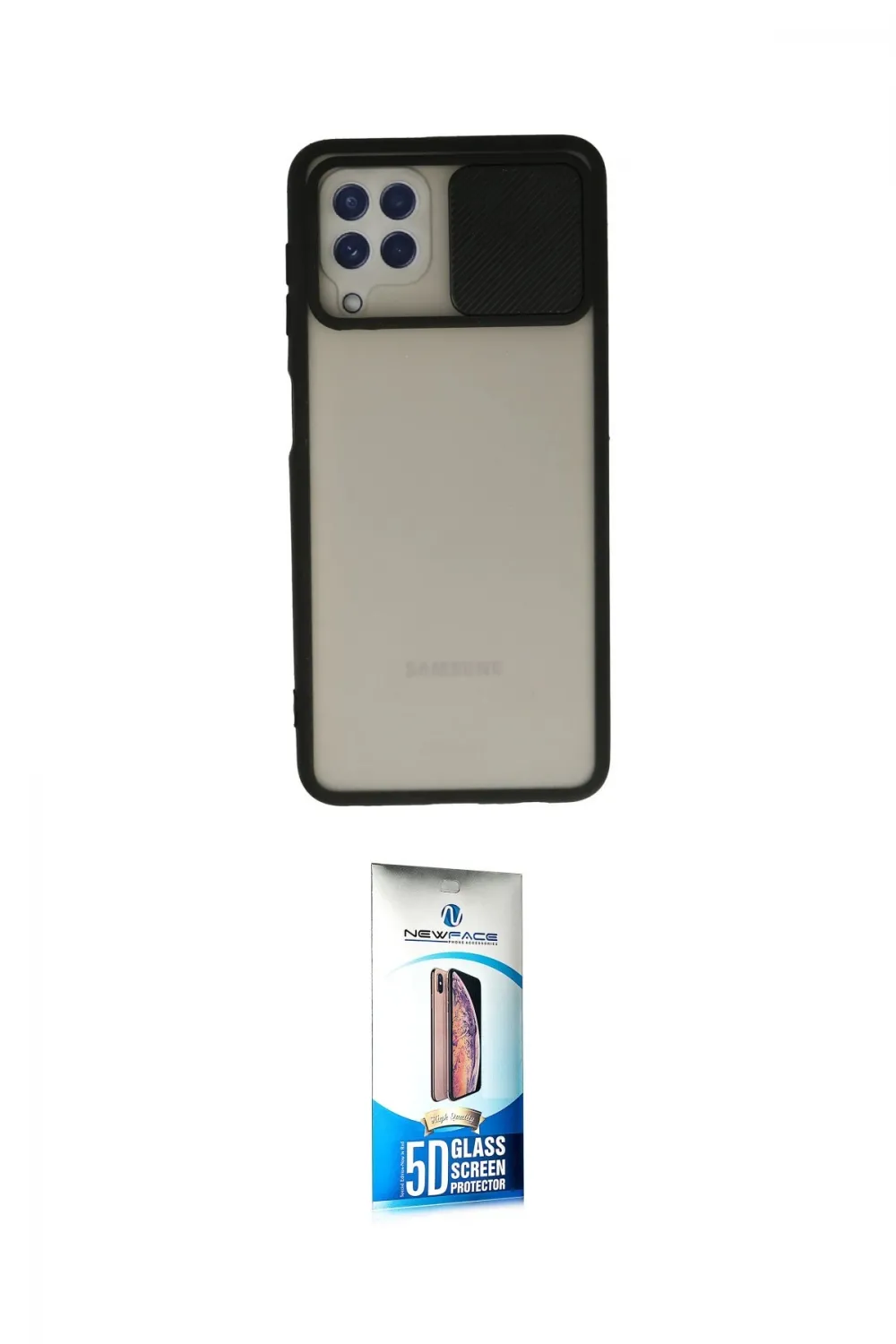 ieg™ Galaxy A22 Kılıf Vadi Çizgi - Siyah 5D Eko Cam Ekran Koruyucu