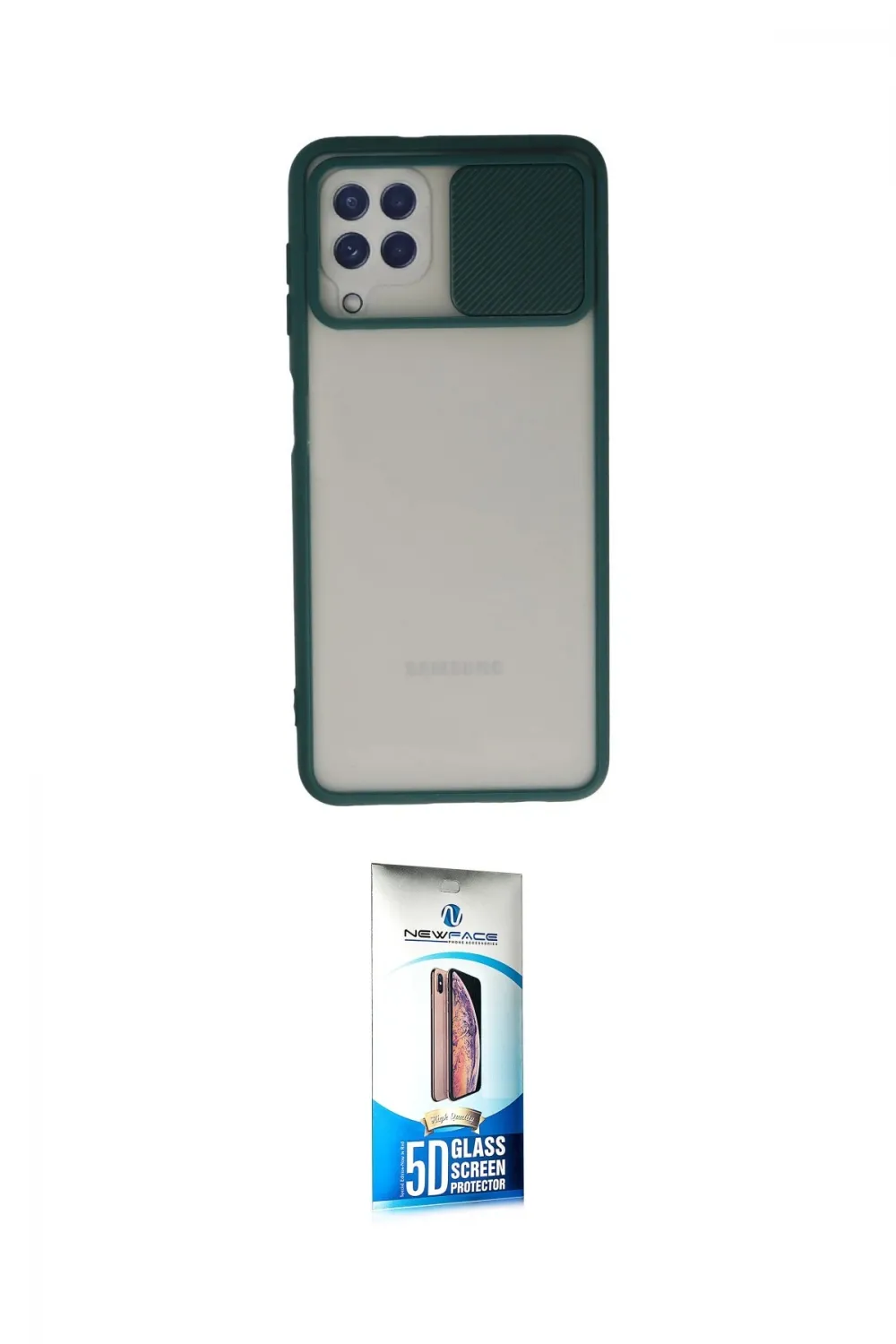 ieg™ Galaxy A22 Kılıf Vadi Çizgi - Siyah 5D Eko Cam Ekran Koruyucu