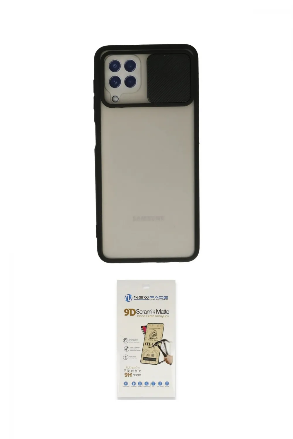 ieg™ Galaxy A22 Kılıf Vadi Çizgi - Siyah Mat Seramik Nano Ekran Koruyucu