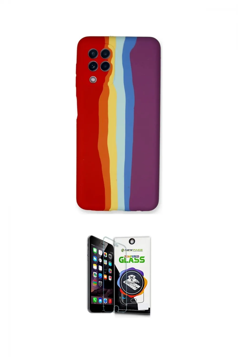 ieg™ Galaxy A22 Kılıf Yadigar Çizgi - Şeffaf Temperli Cam Ekran Koruyucu