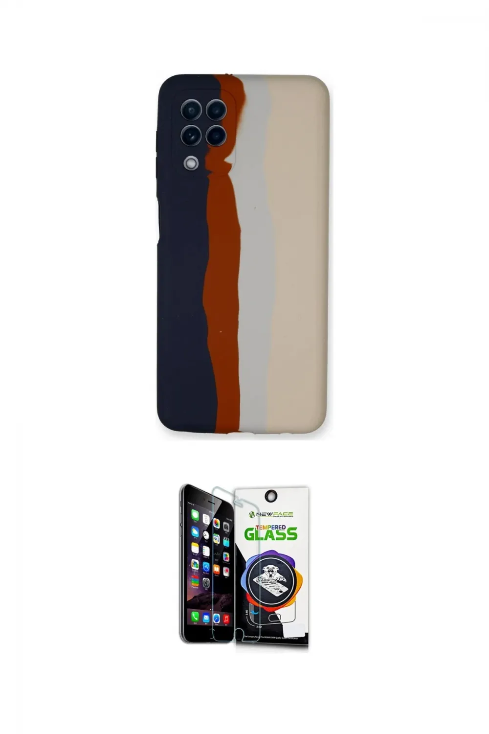 ieg™ Galaxy A22 Kılıf Yadigar Çizgi - Şeffaf Temperli Cam Ekran Koruyucu