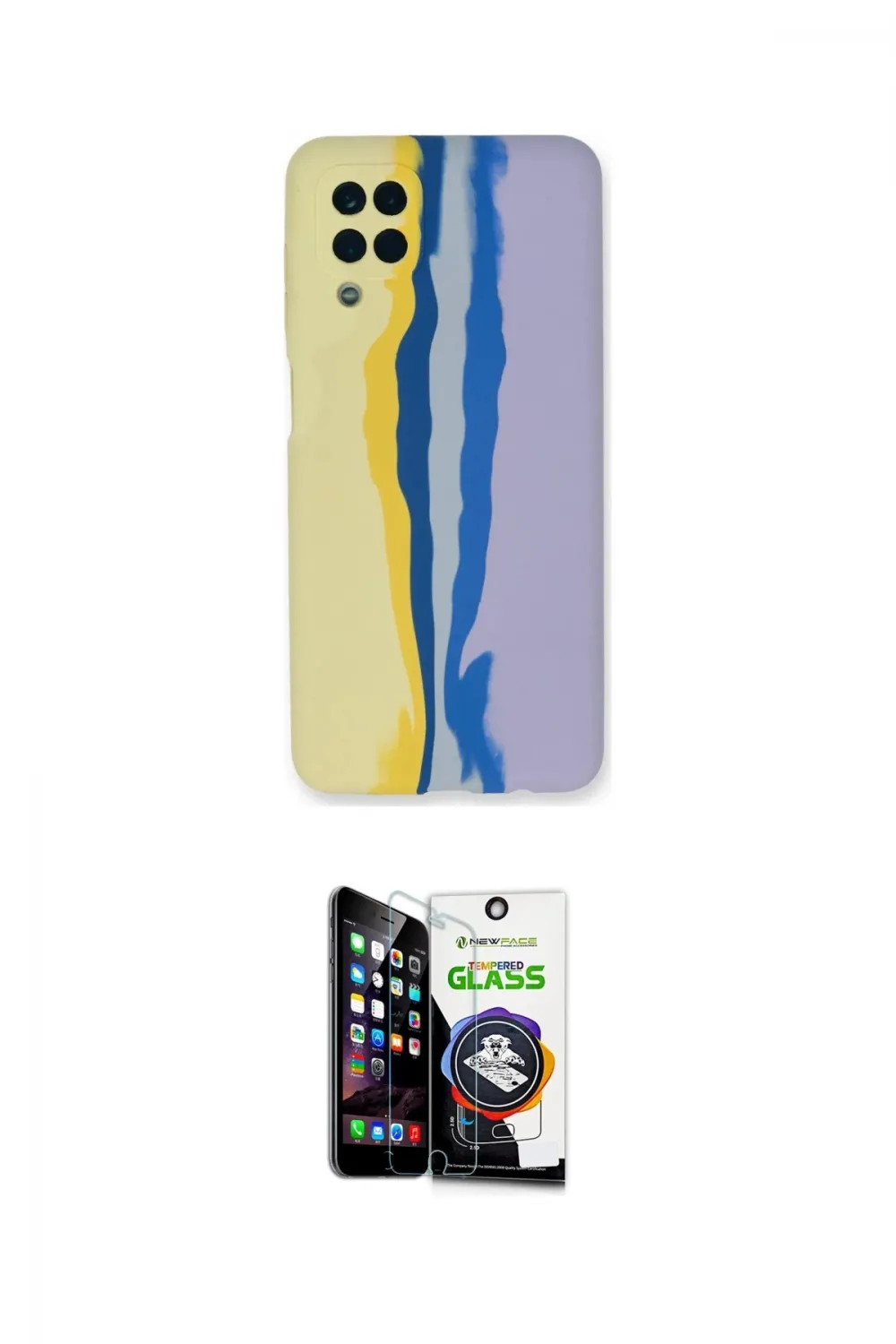 ieg™ Galaxy A22 Kılıf Yadigar Çizgi - Şeffaf Temperli Cam Ekran Koruyucu