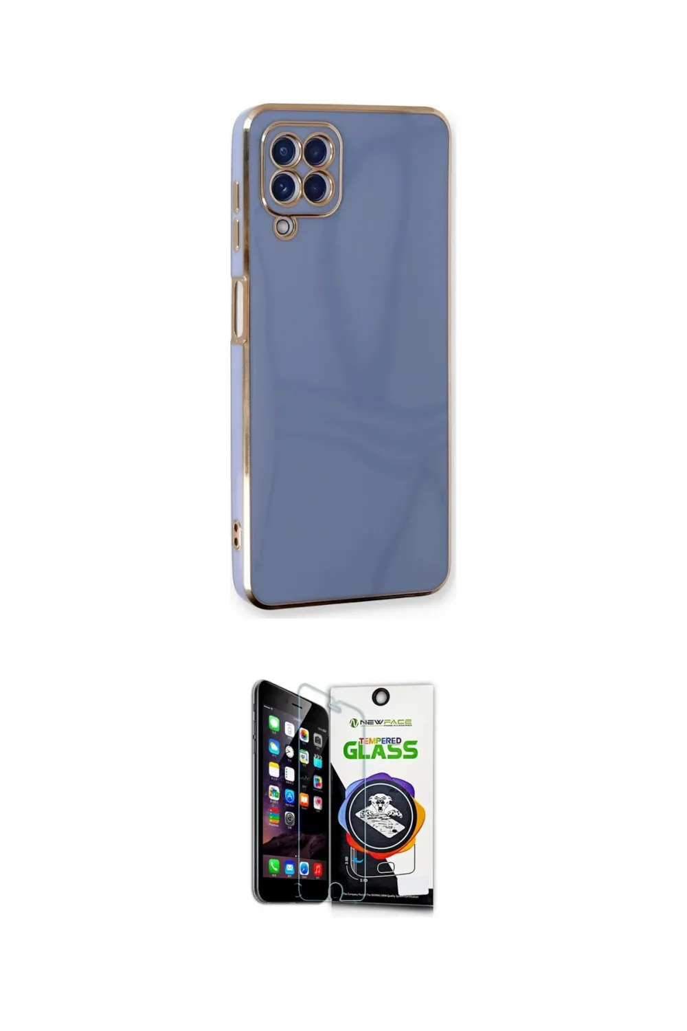ieg™ Galaxy A22 Kılıf Yankı Serisi - Şeffaf Temperli Cam Ekran Koruyucu